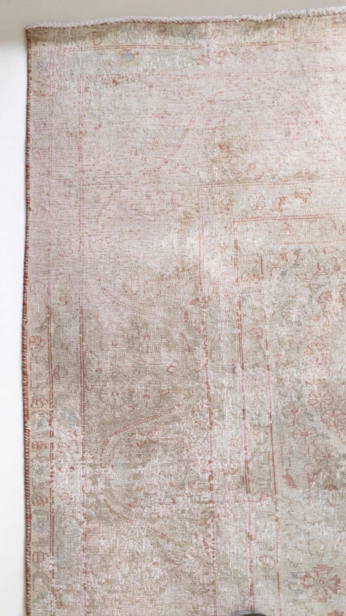 Nain – Vintage Persian Blush Pink & Ivory Overdyed Hand Knotted Wool Rug | 384 x 290 cm