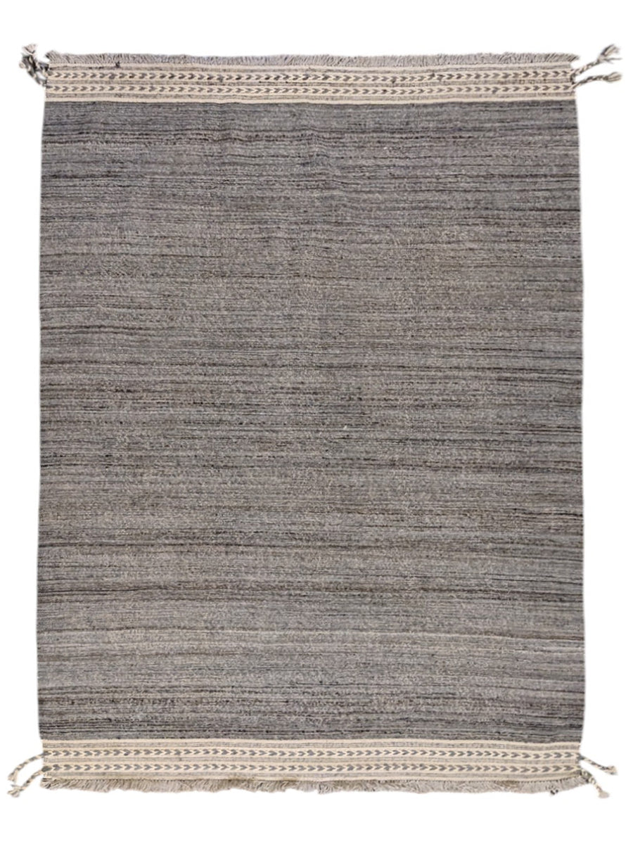 Modern Beige & Blue Flatweave Wool Rug | 247 x 183 cm