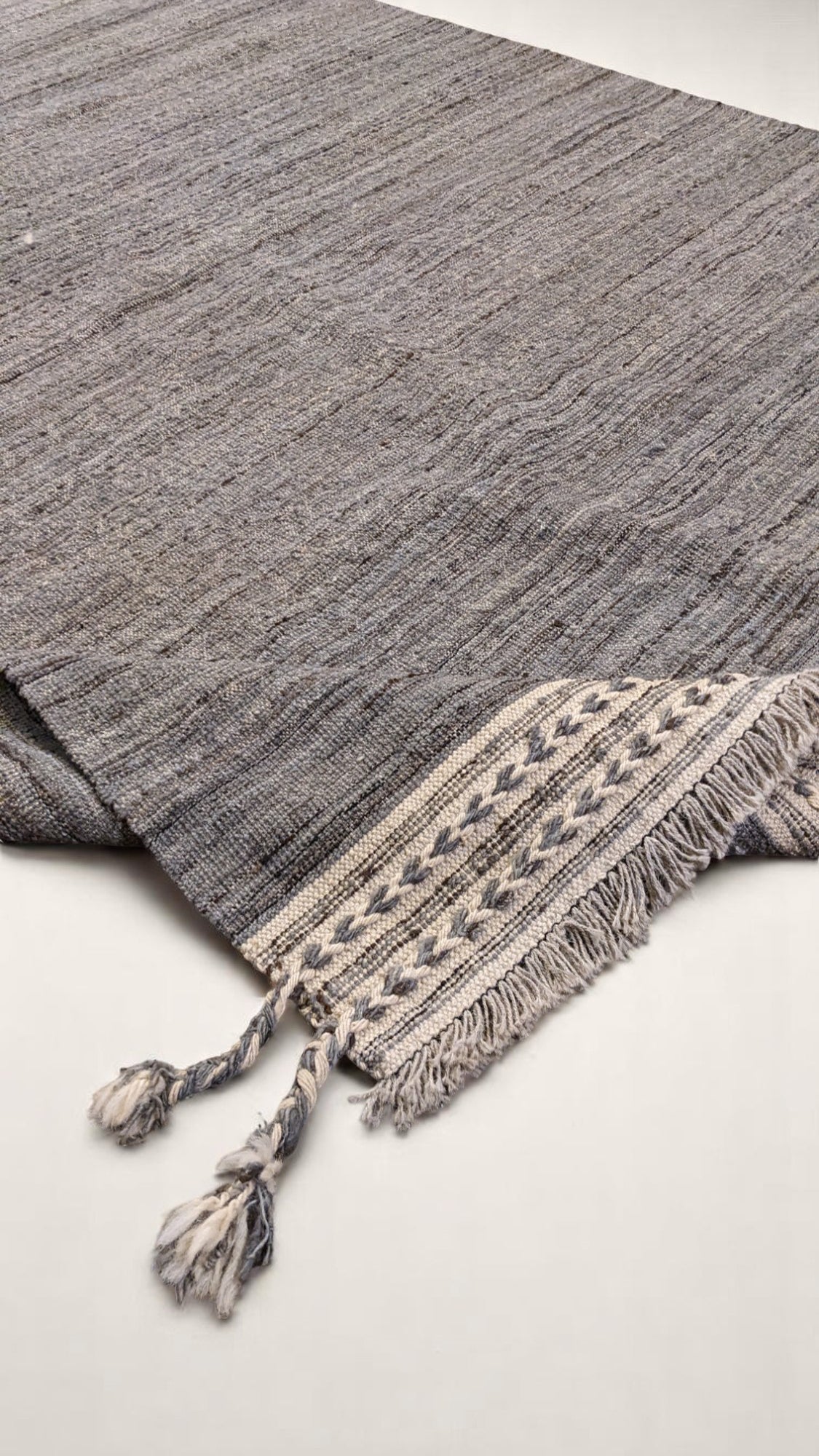 Modern Beige & Blue Flatweave Wool Rug | 247 x 183 cm