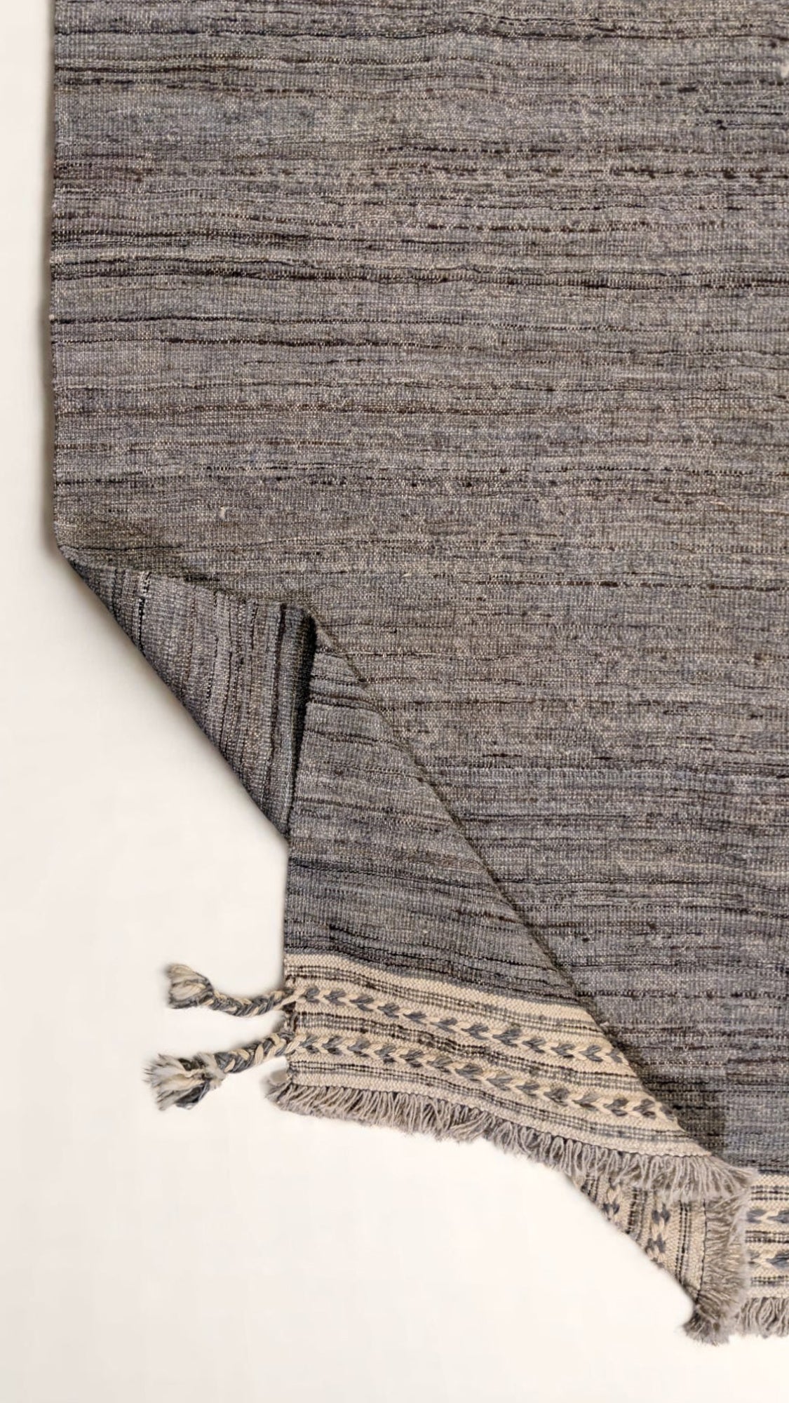 Modern Beige & Blue Flatweave Wool Rug | 247 x 183 cm