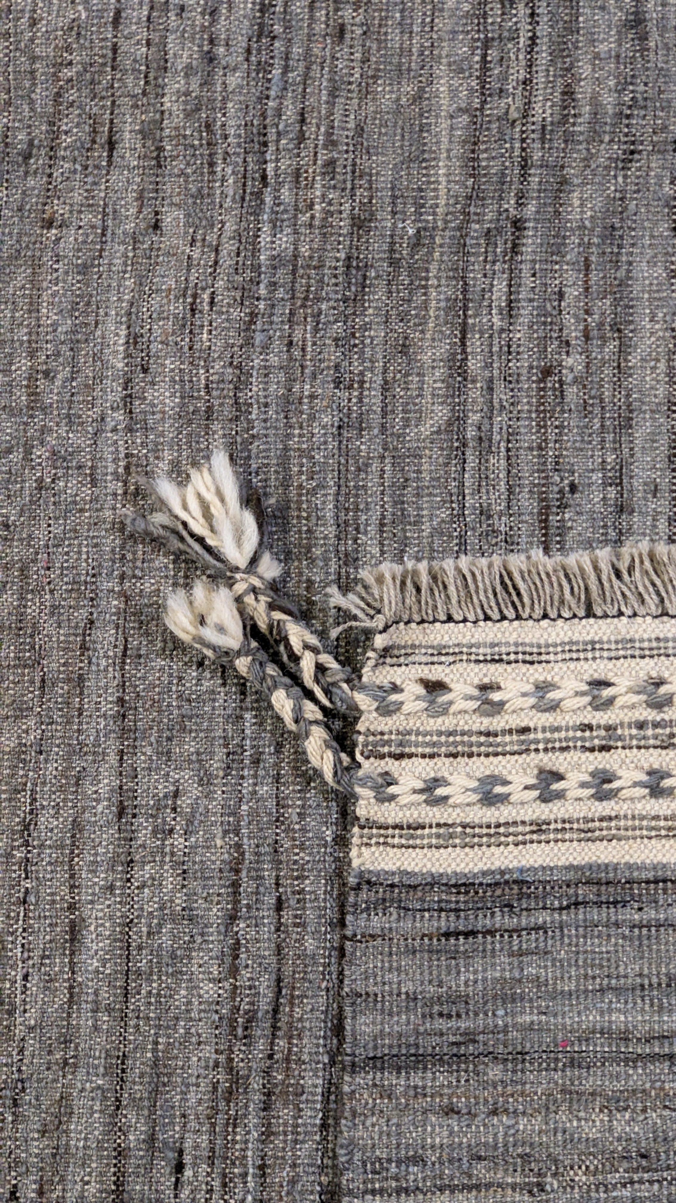 Modern Beige & Blue Flatweave Wool Rug | 247 x 183 cm