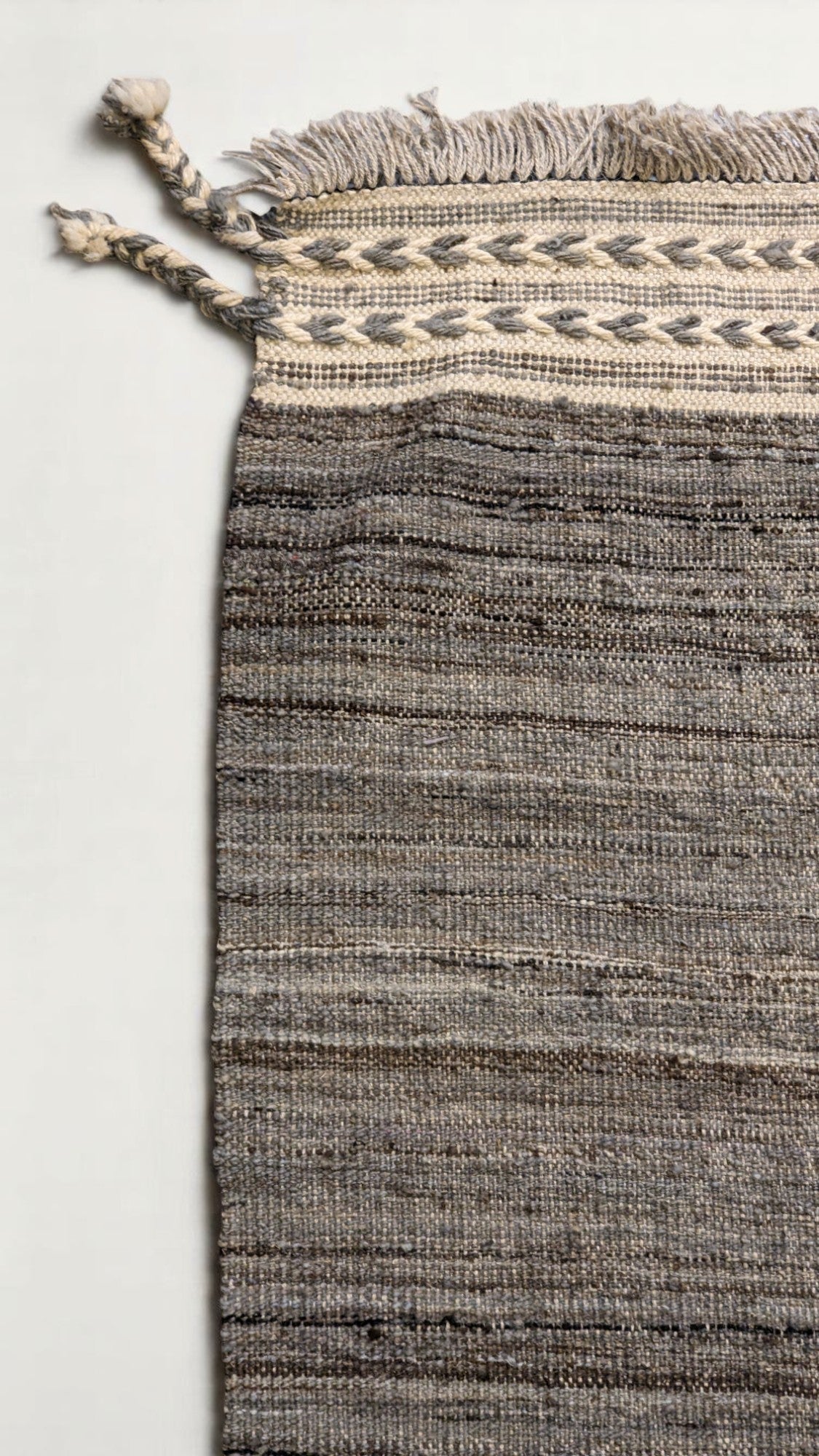 Modern Beige & Blue Flatweave Wool Rug | 247 x 183 cm