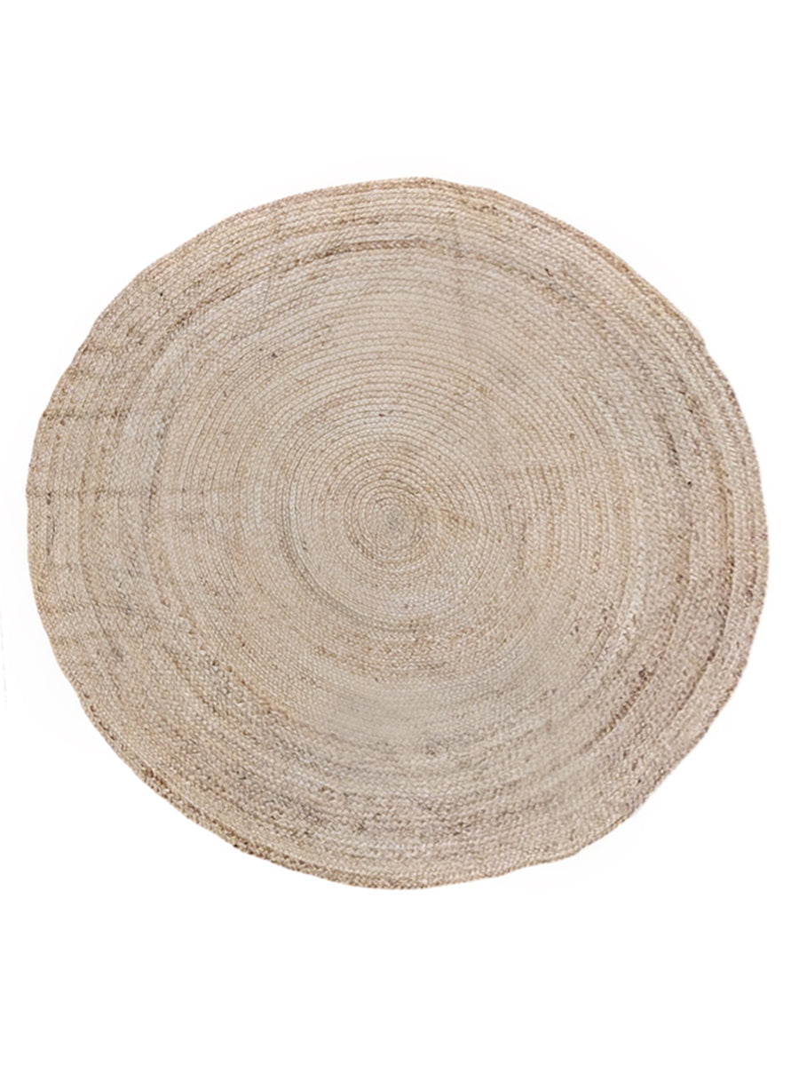 Braided Natural Jute Rug - 122 × 122 cm
