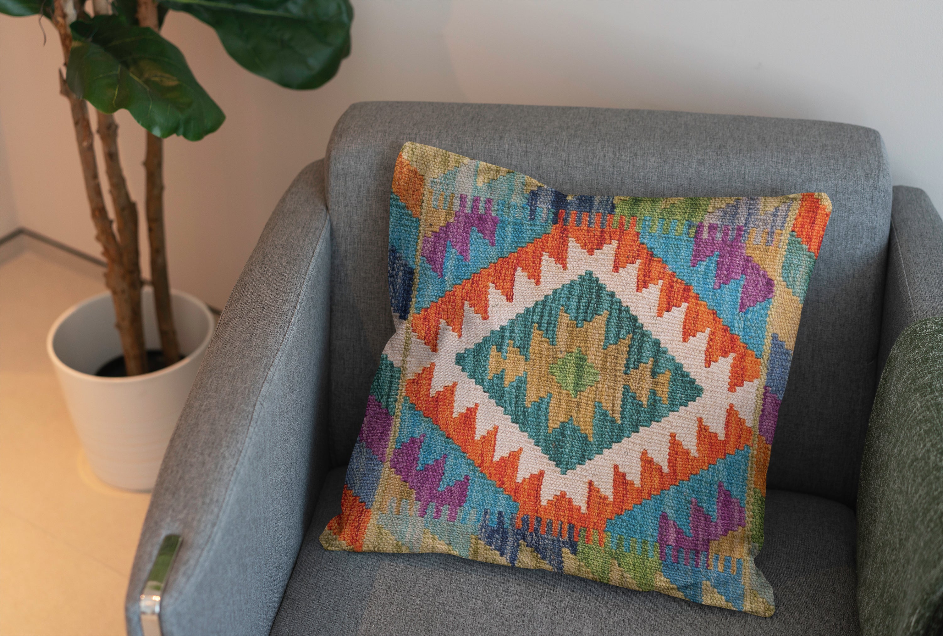 Afghan Kilim Cushion Cover - 45 x 45 cm