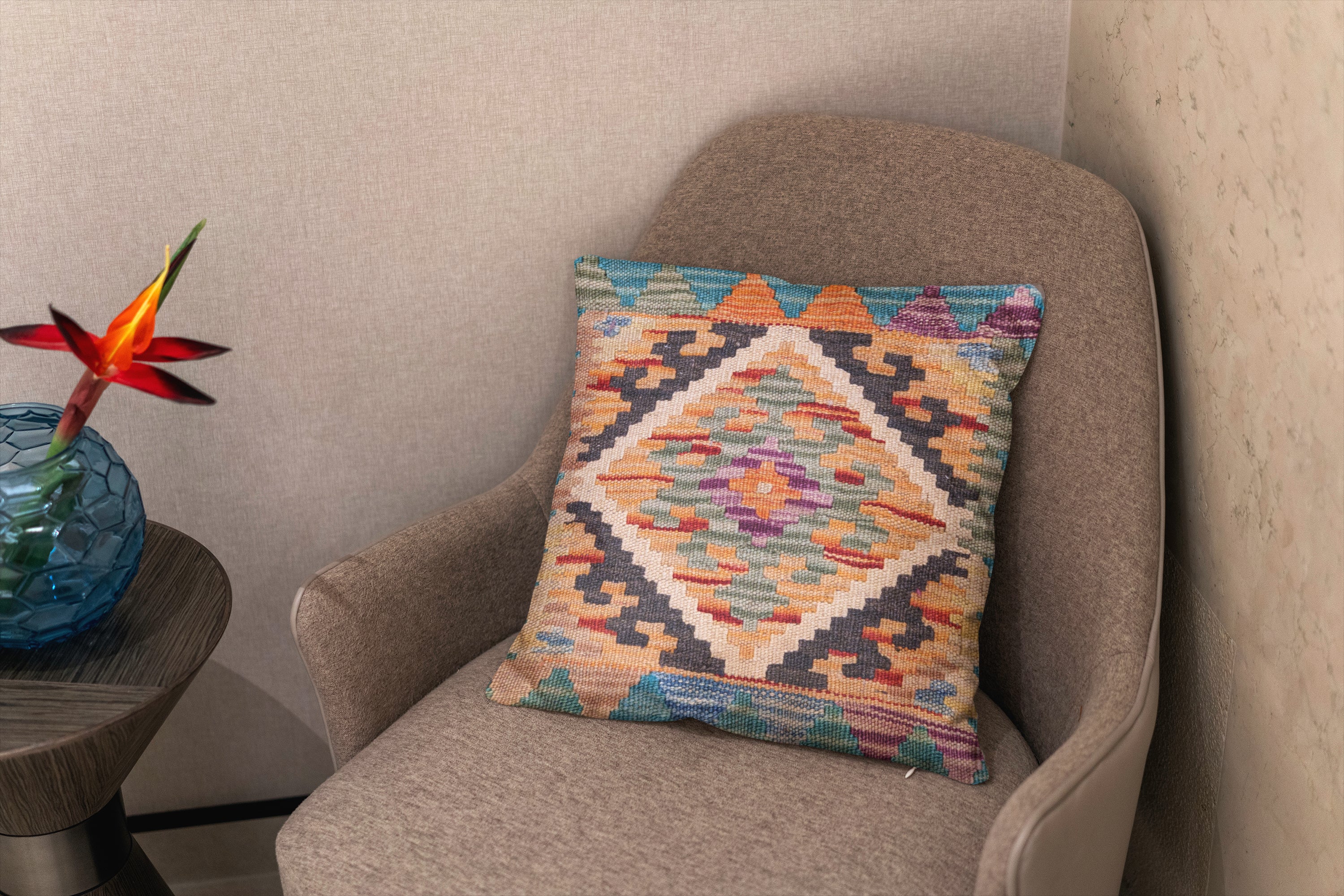 Afghan Kilim Cushion Cover - 45 x 45 cm