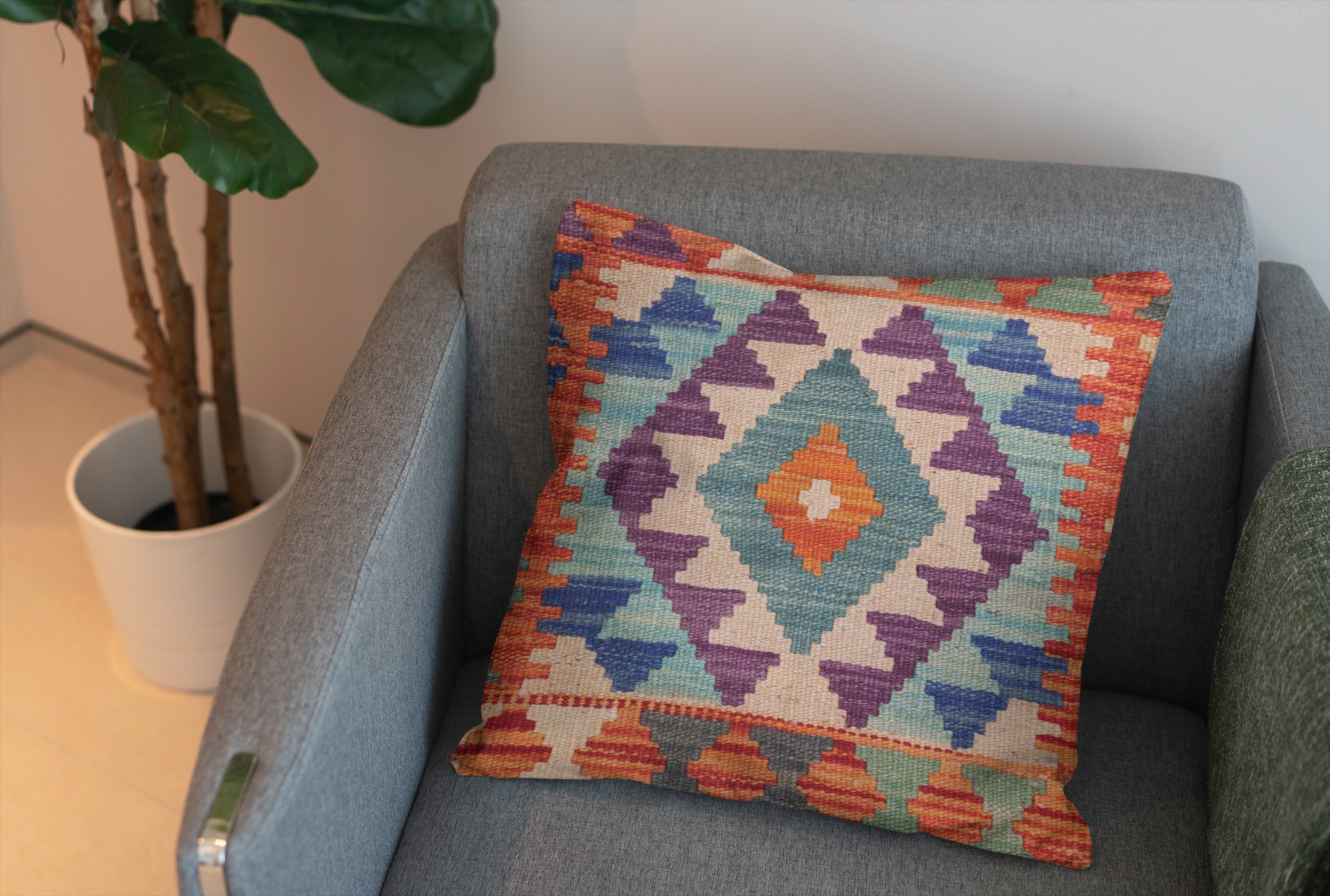 Afghan Kilim Cushion Cover - 45 x 45 cm