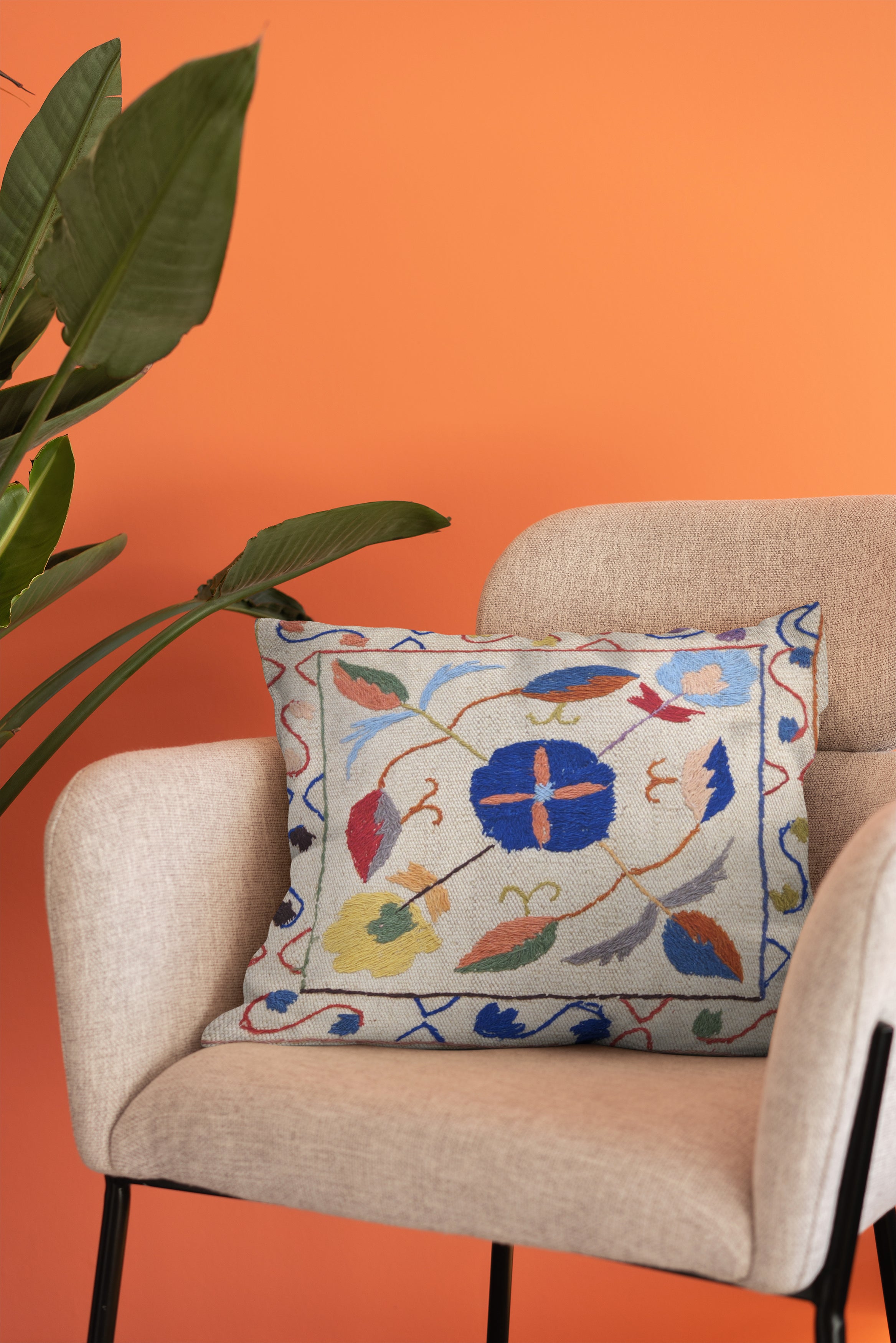 Suzani Hand Embroidered Cushion Cover - 45 x 45 cm