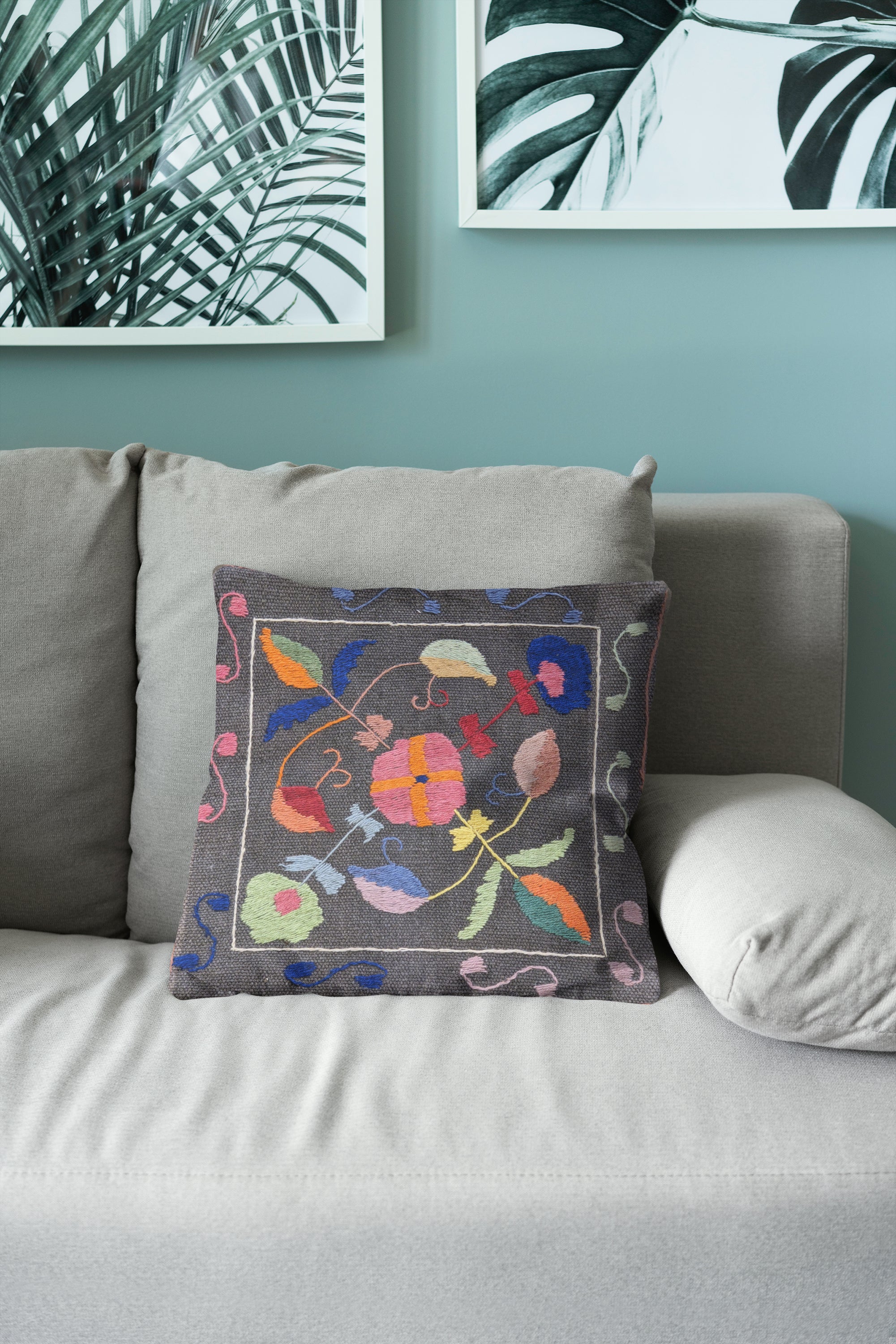 Suzani Hand Embroidered Cushion Cover - 45 x 45 cm