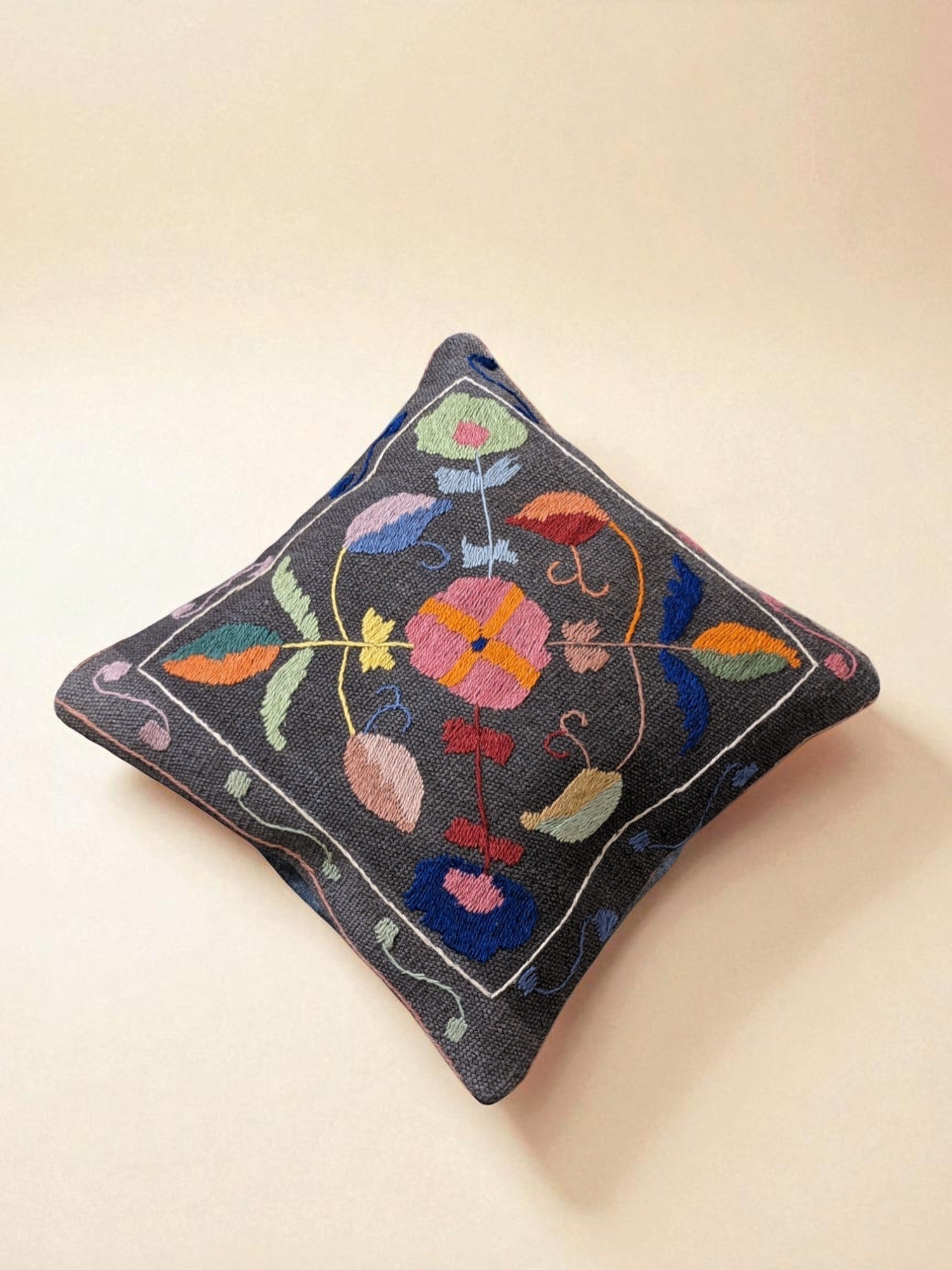 Suzani Hand Embroidered Cushion Cover - 45 x 45 cm