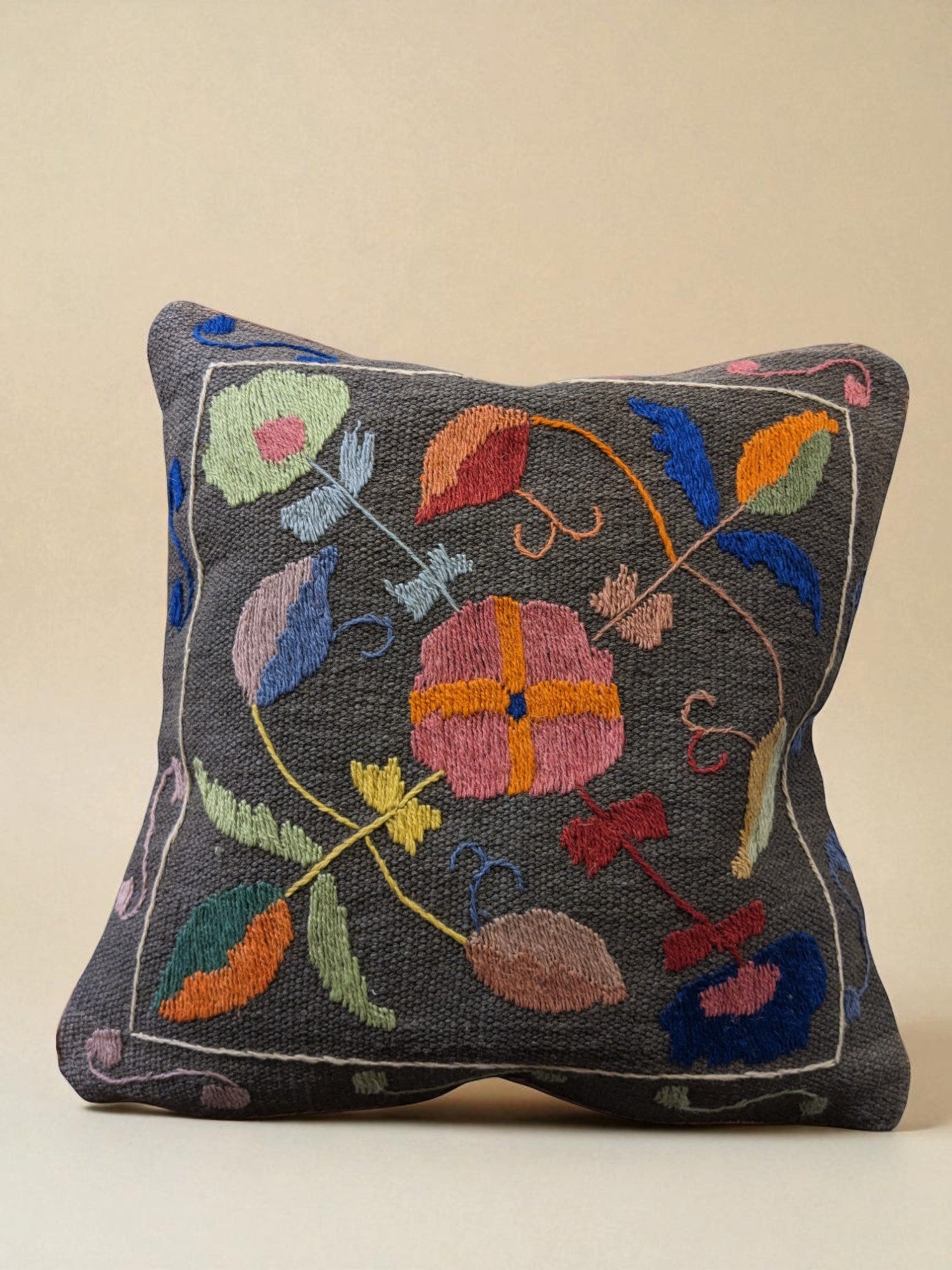 Suzani Hand Embroidered Cushion Cover - 45 x 45 cm