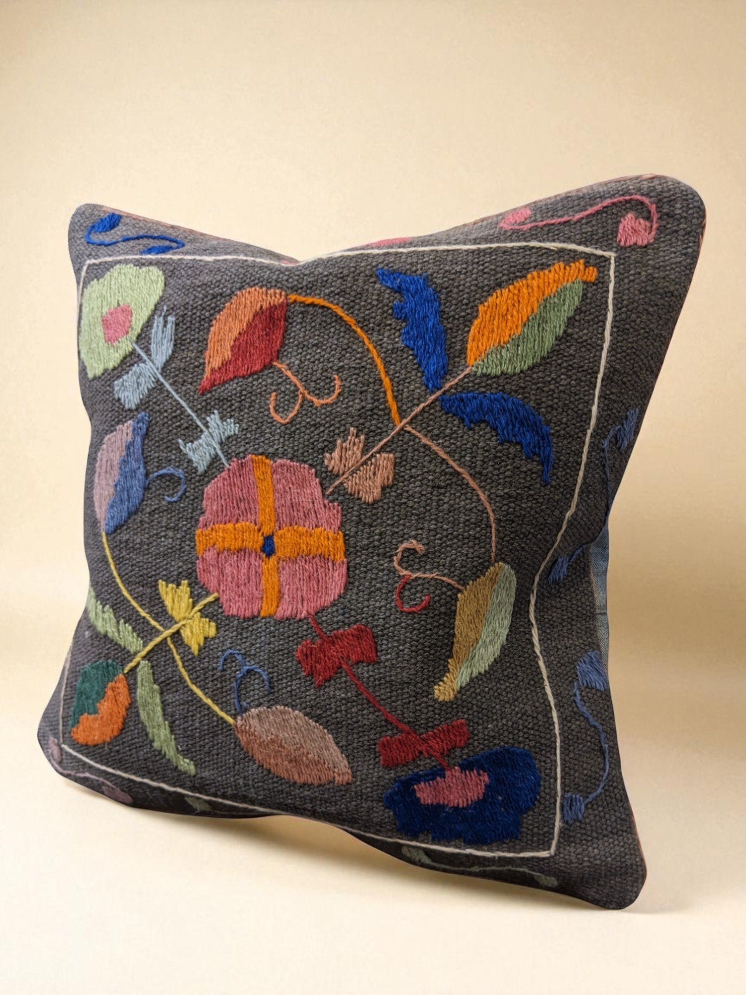 Suzani Hand Embroidered Cushion Cover - 45 x 45 cm