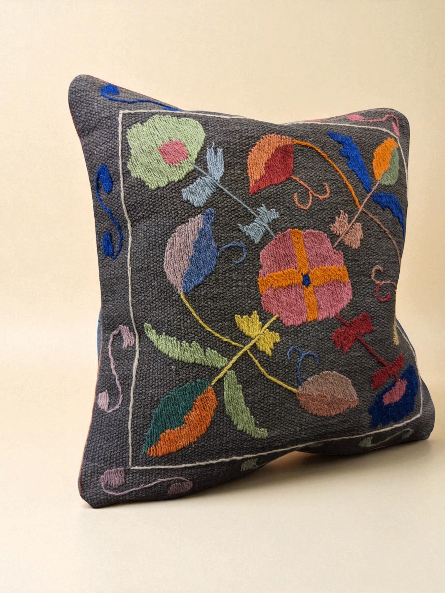Suzani Hand Embroidered Cushion Cover - 45 x 45 cm