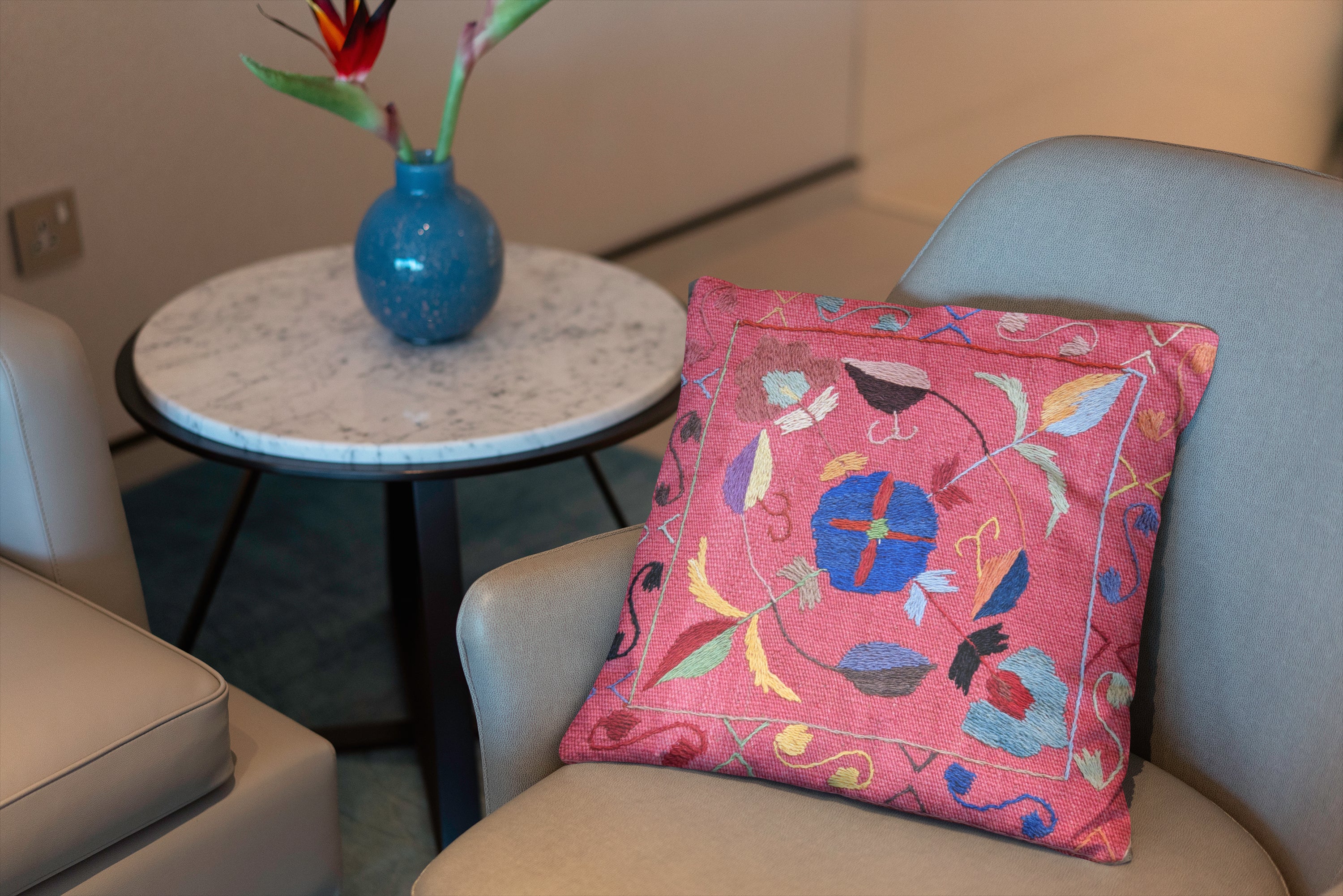 Suzani Hand Embroidered Cushion Cover - 45 x 45 cm