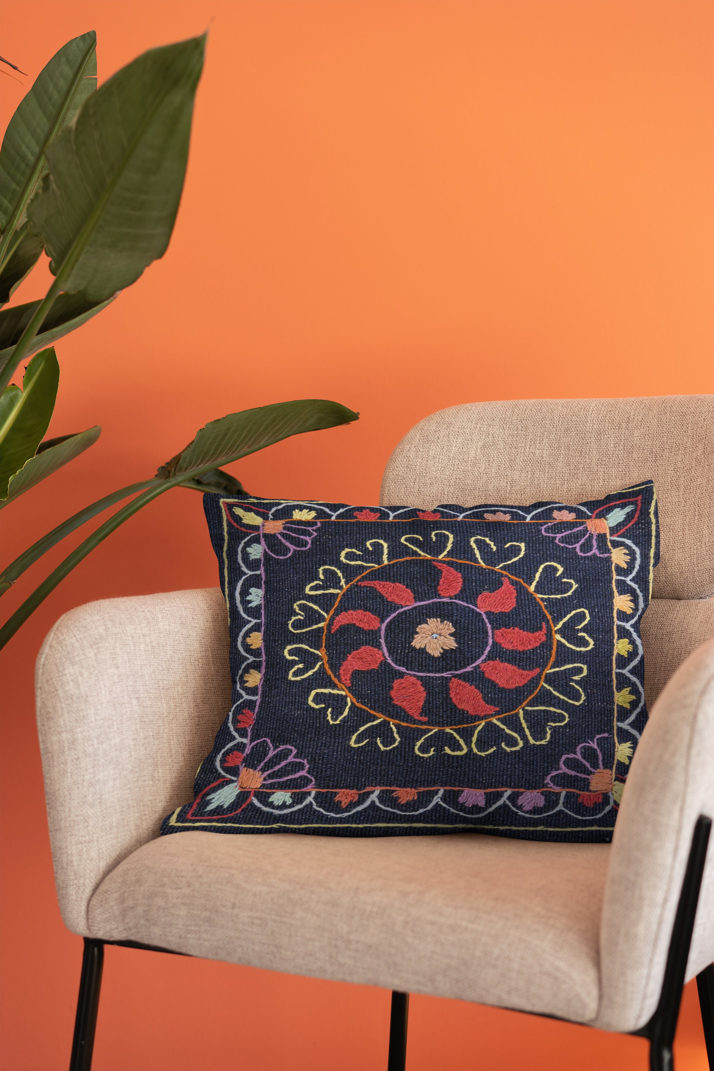 Suzani Hand Embroidered Cushion Cover - 45 x 45 cm