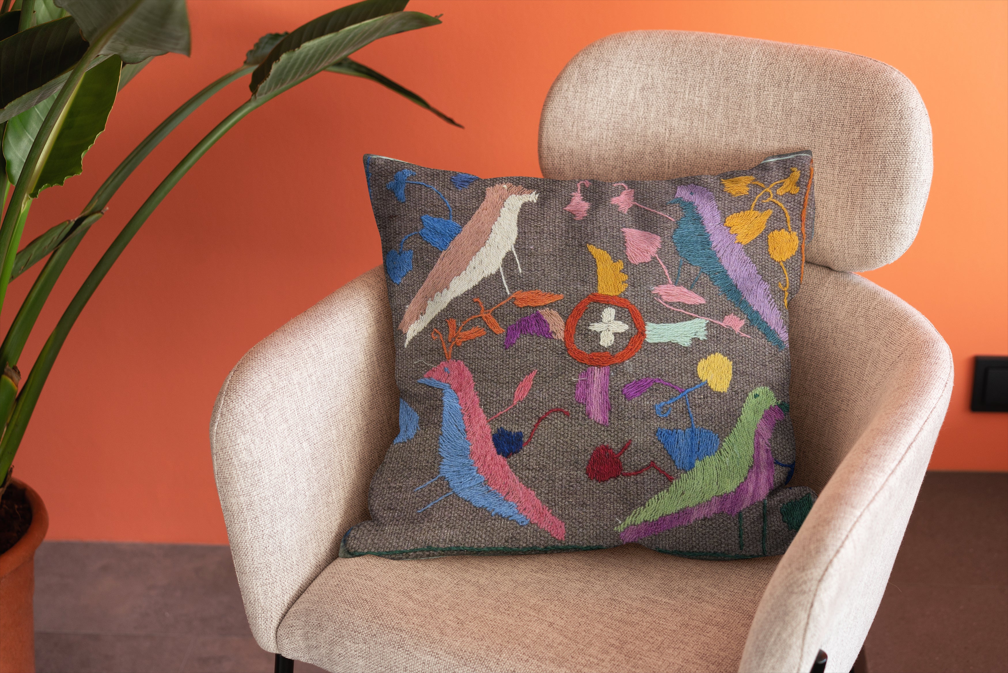 Suzani Hand Embroidered Cushion Cover - 45 x 45 cm