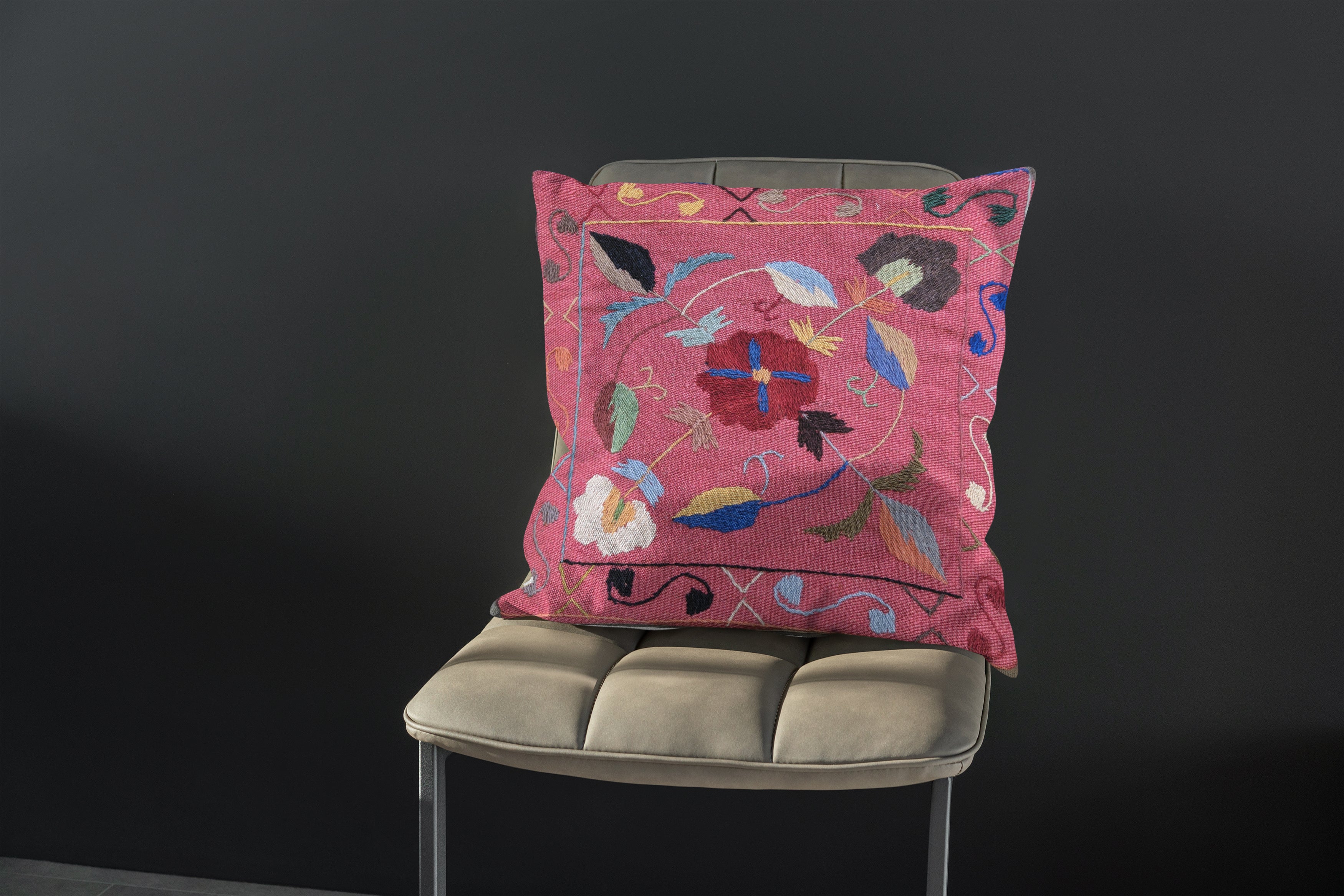 Suzani Hand Embroidered Cushion Cover - 45 x 45 cm