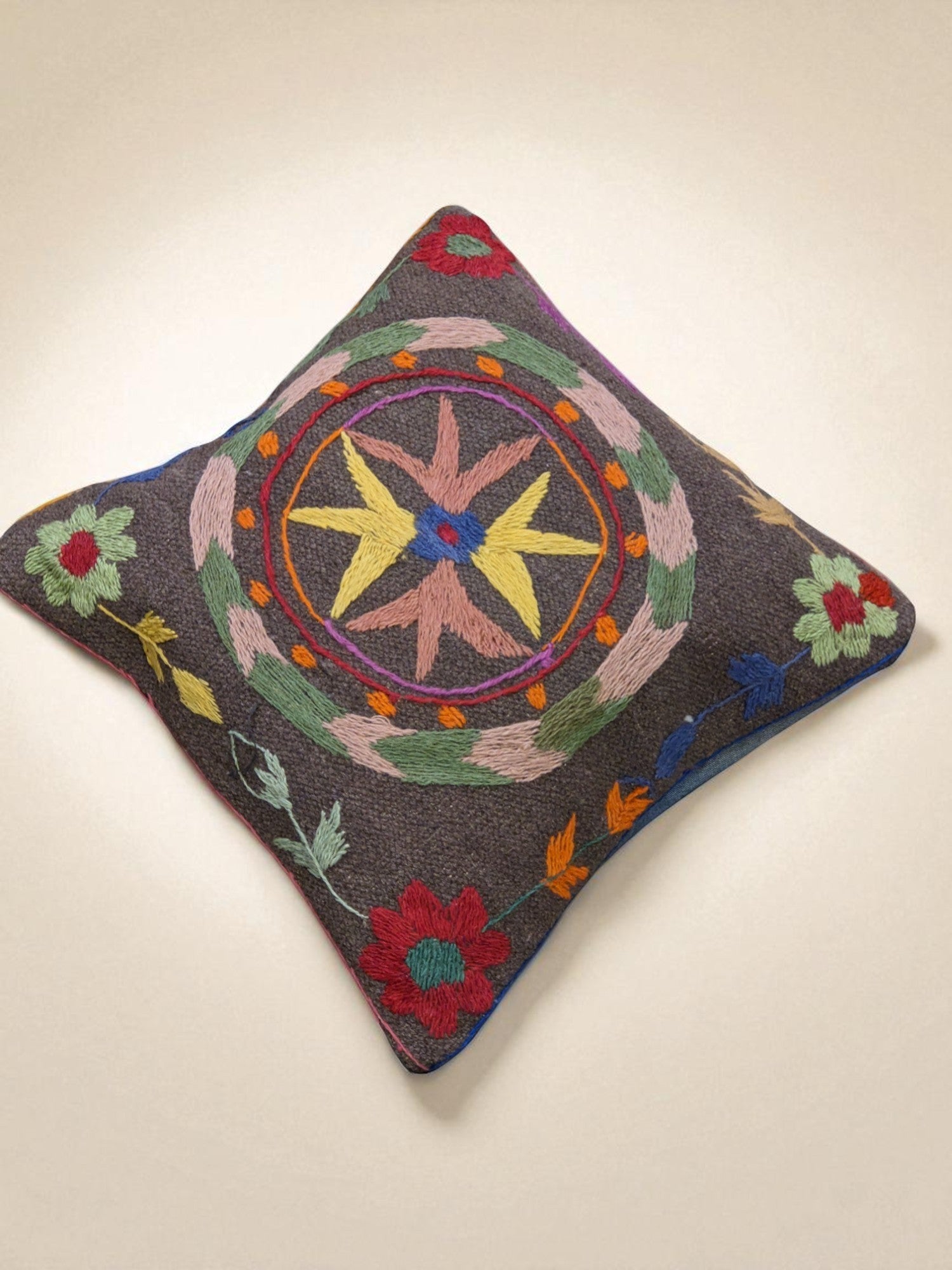Suzani Hand Embroidered Cushion Cover - 45 x 45 cm