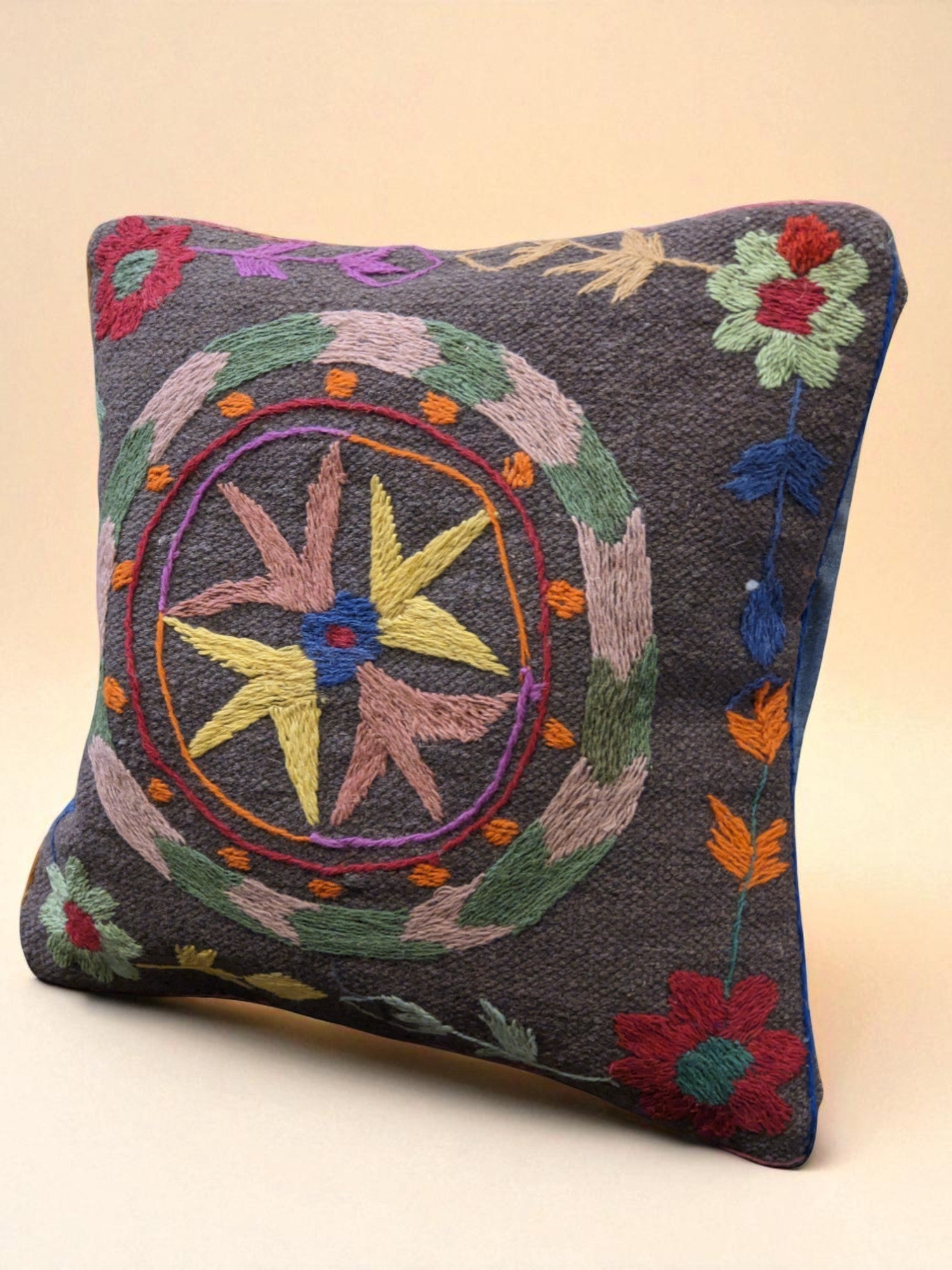 Suzani Hand Embroidered Cushion Cover - 45 x 45 cm