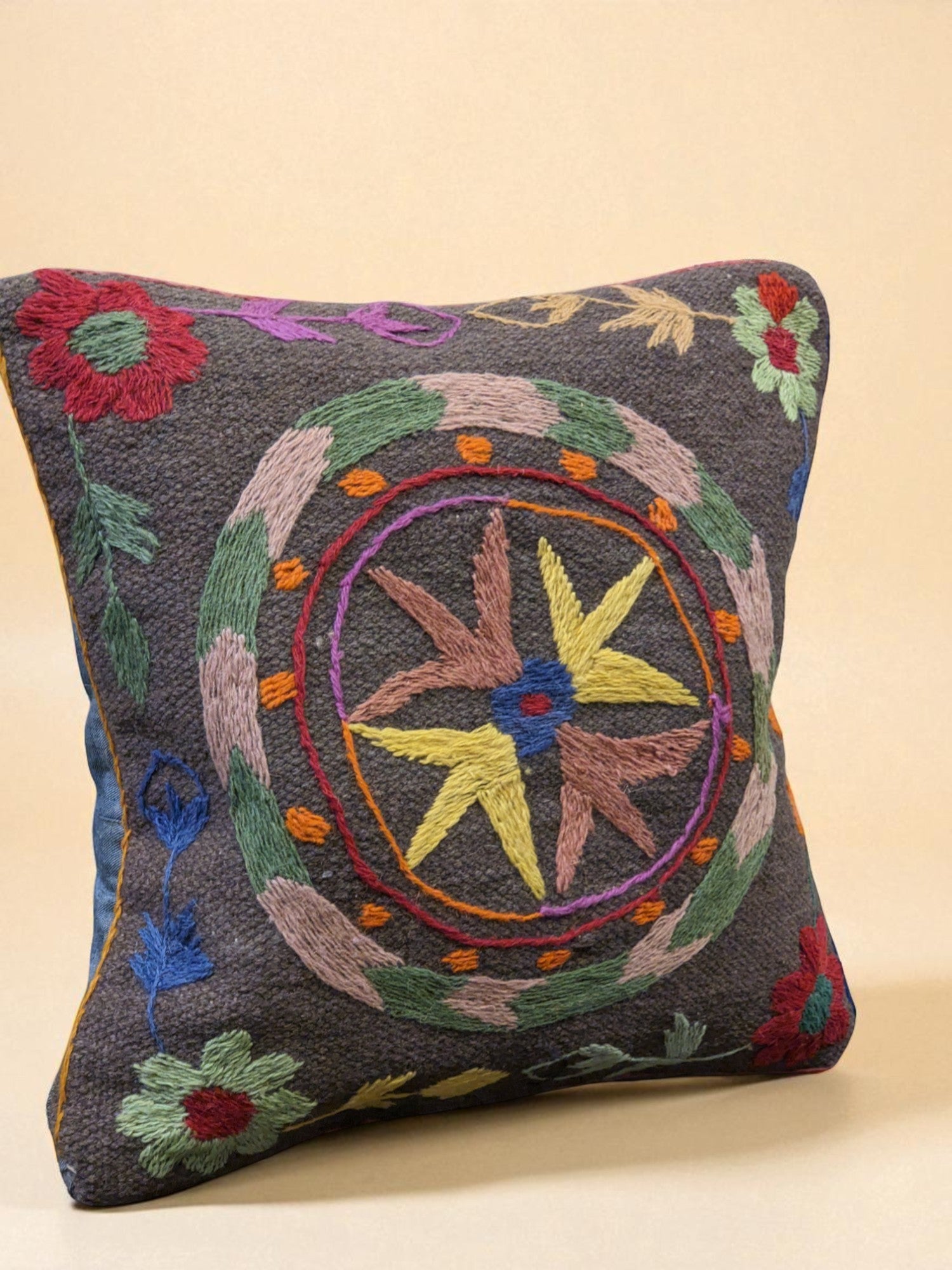 Suzani Hand Embroidered Cushion Cover - 45 x 45 cm