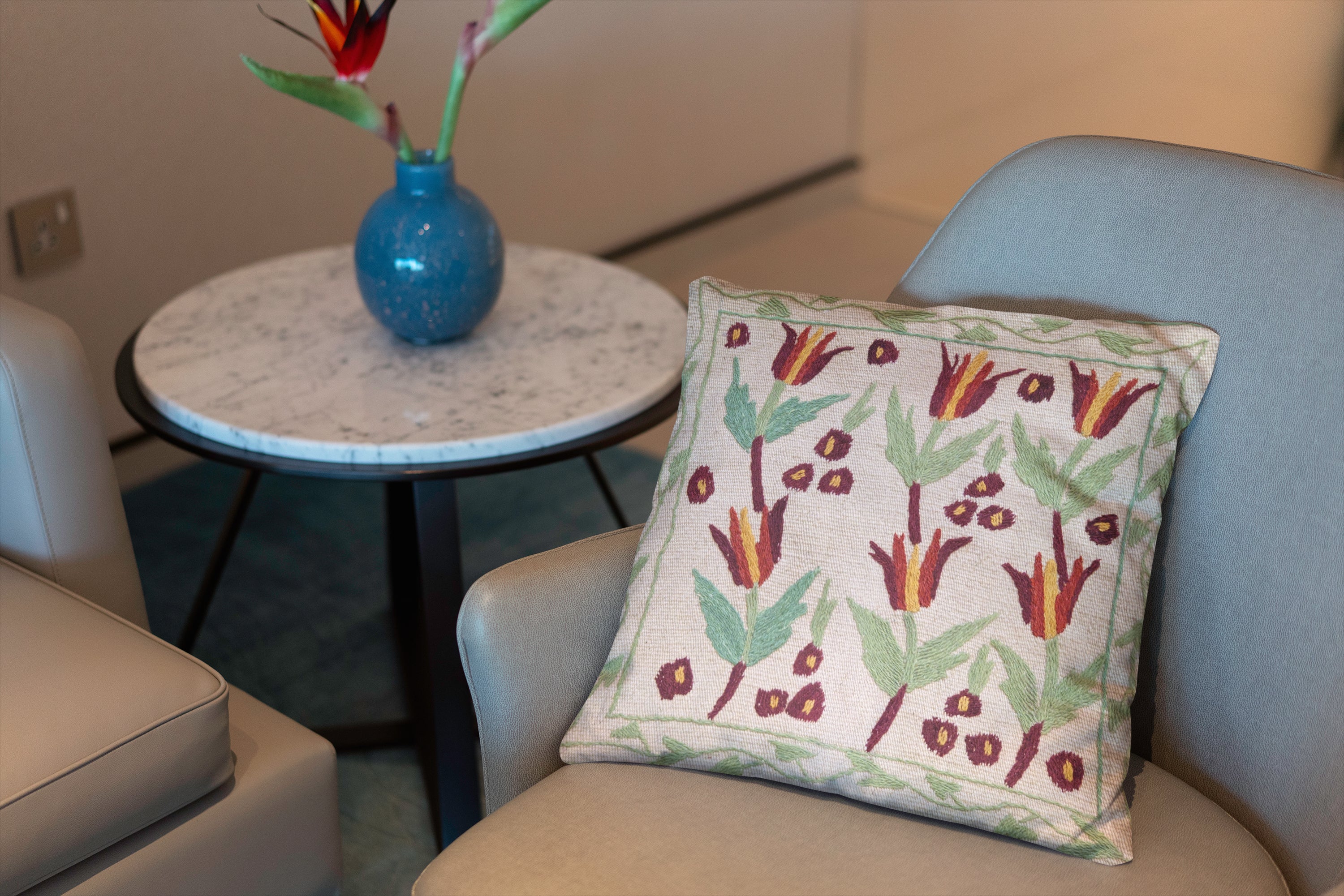 Suzani Hand Embroidered Cushion Cover - 45 x 45 cm