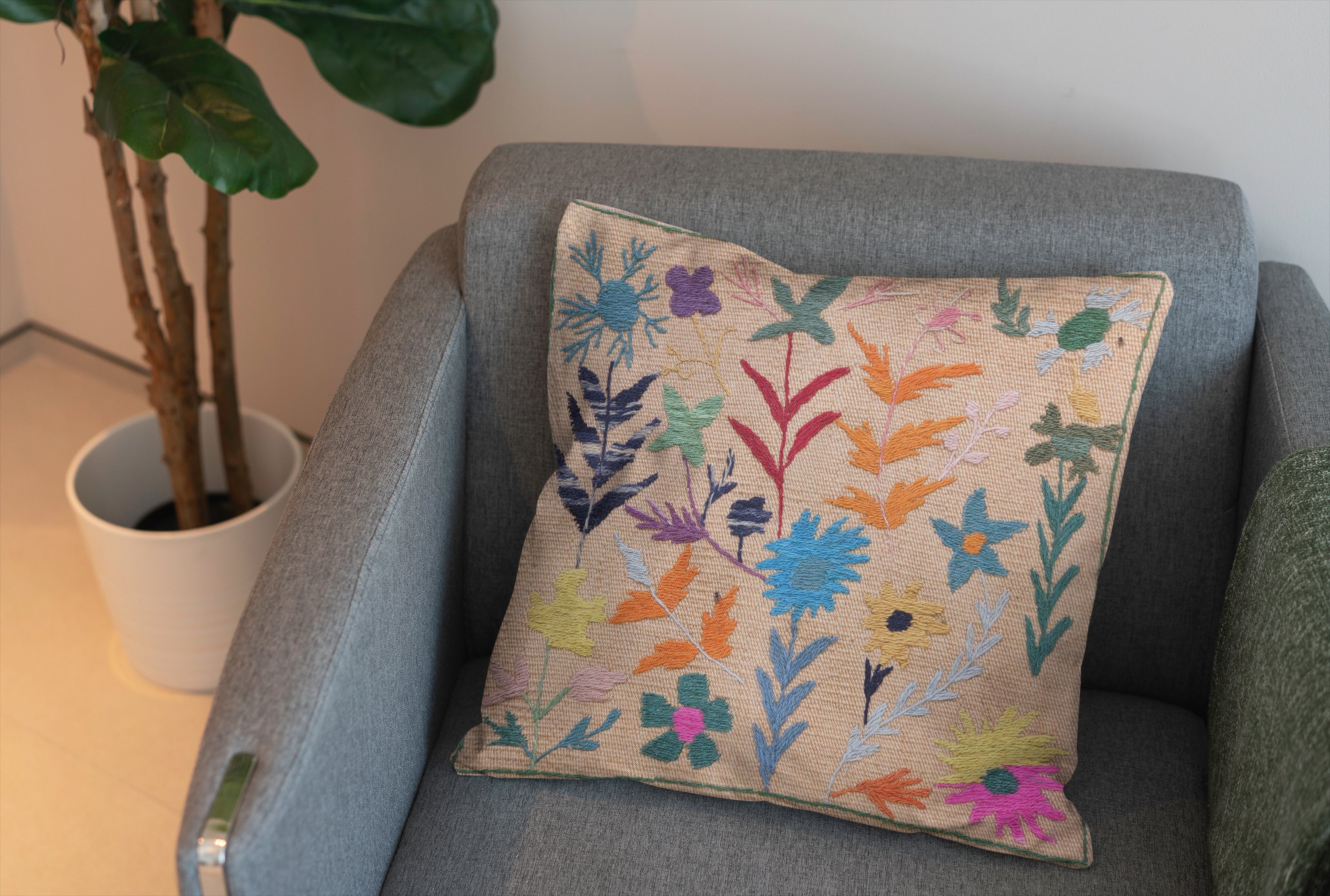 Suzani Hand Embroidered Cushion Cover - 45 x 45 cm