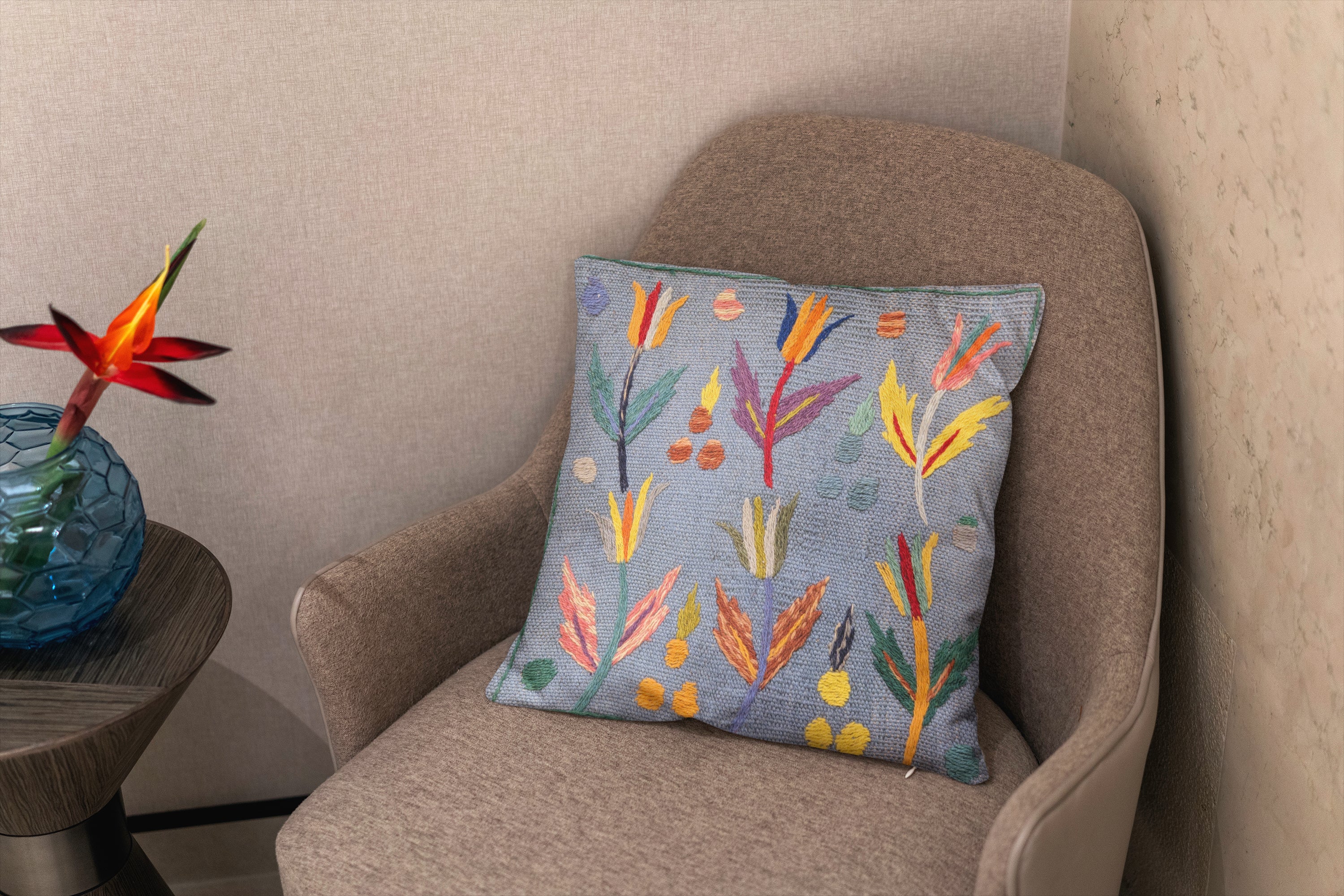 Suzani Hand Embroidered Cushion Cover - 45 x 45 cm