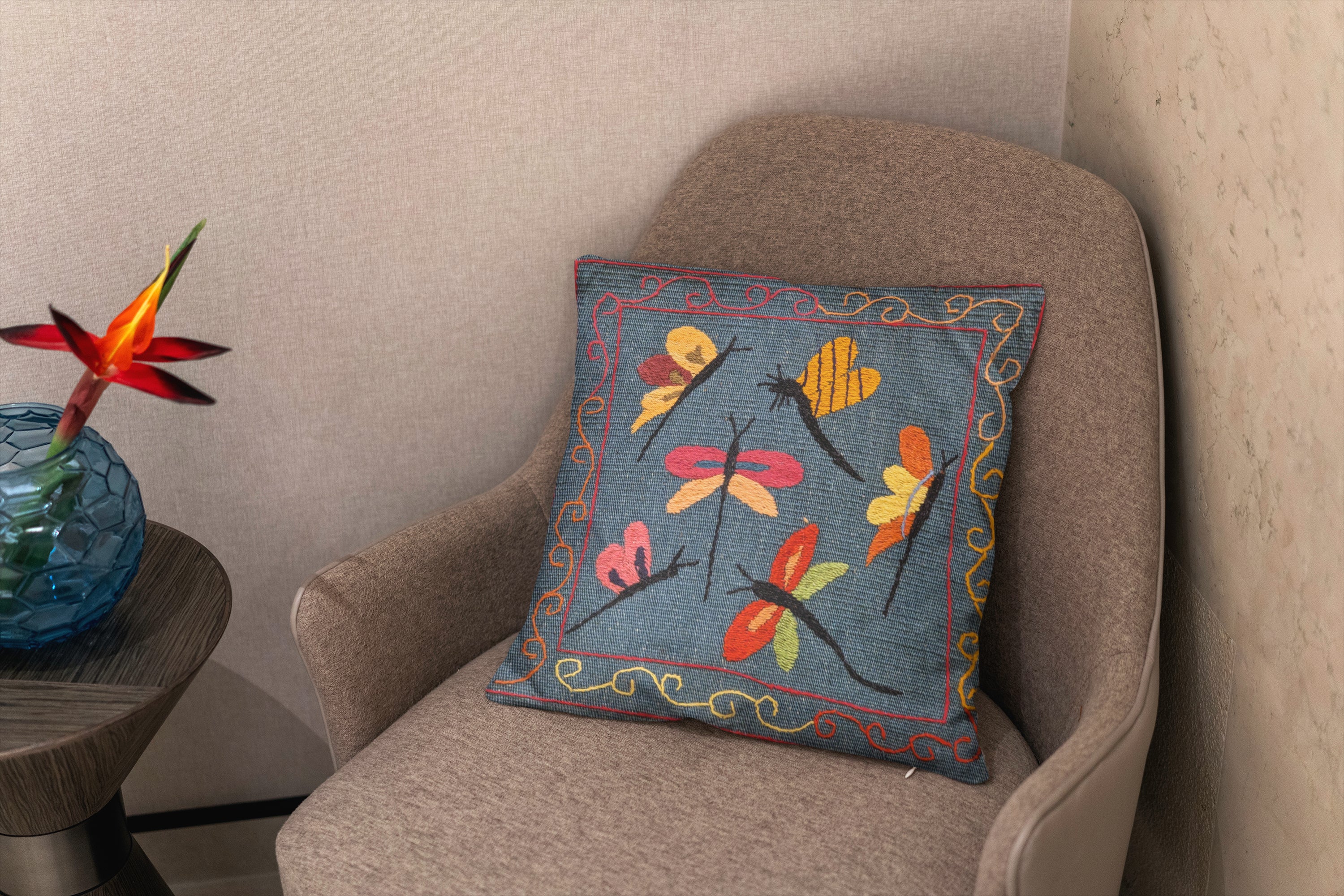 Suzani Hand Embroidered Cushion Cover - 45 x 45 cm