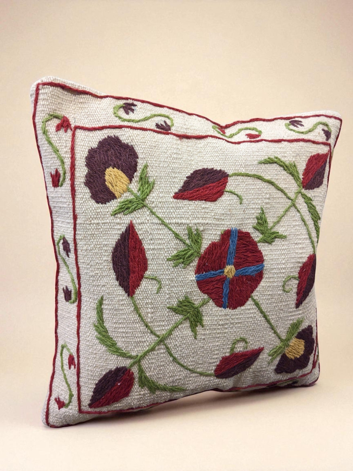 Suzani Hand Embroidered Cushion Cover - 45 x 45 cm