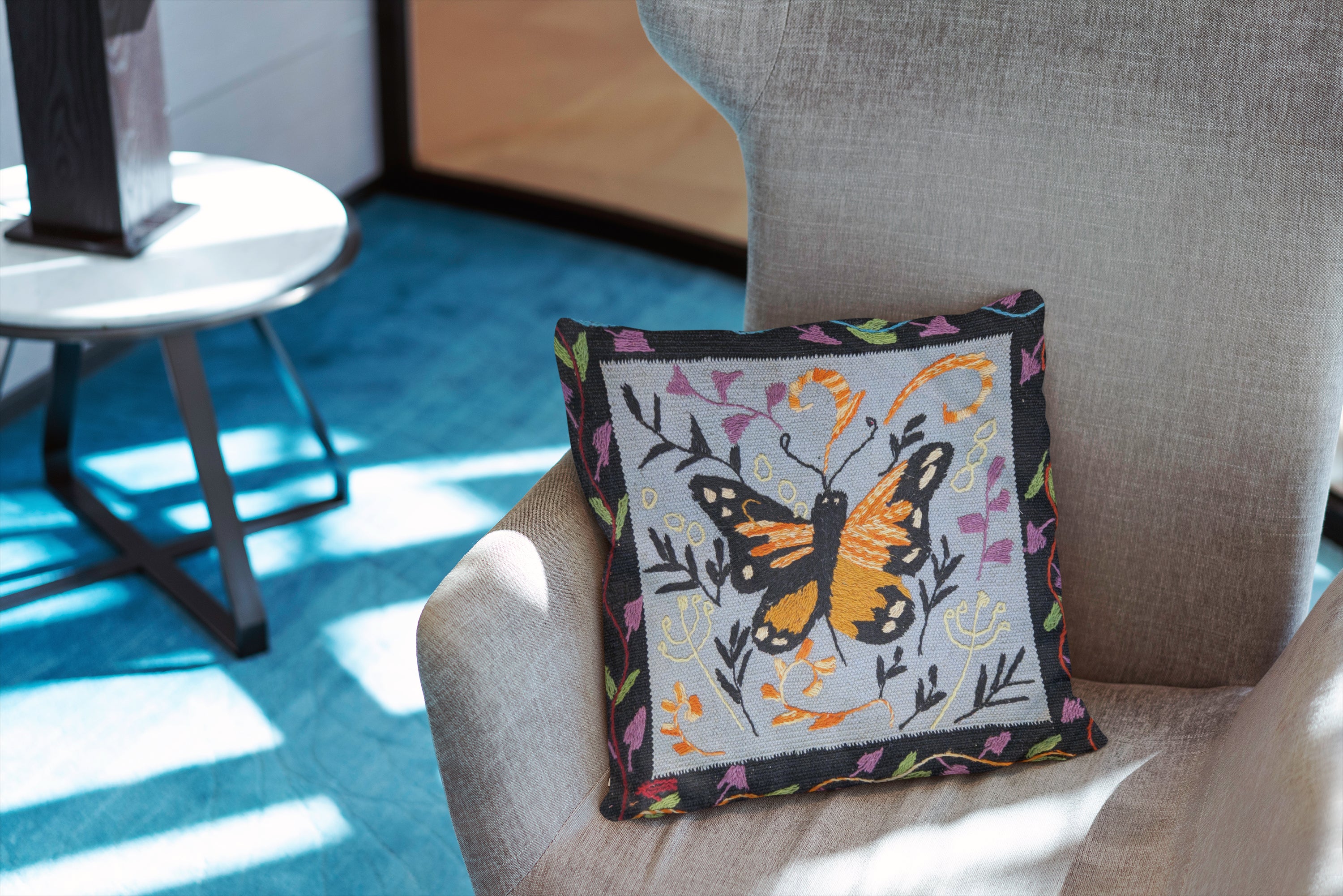 Suzani Hand Embroidered Cushion Cover - 45 x 45 cm