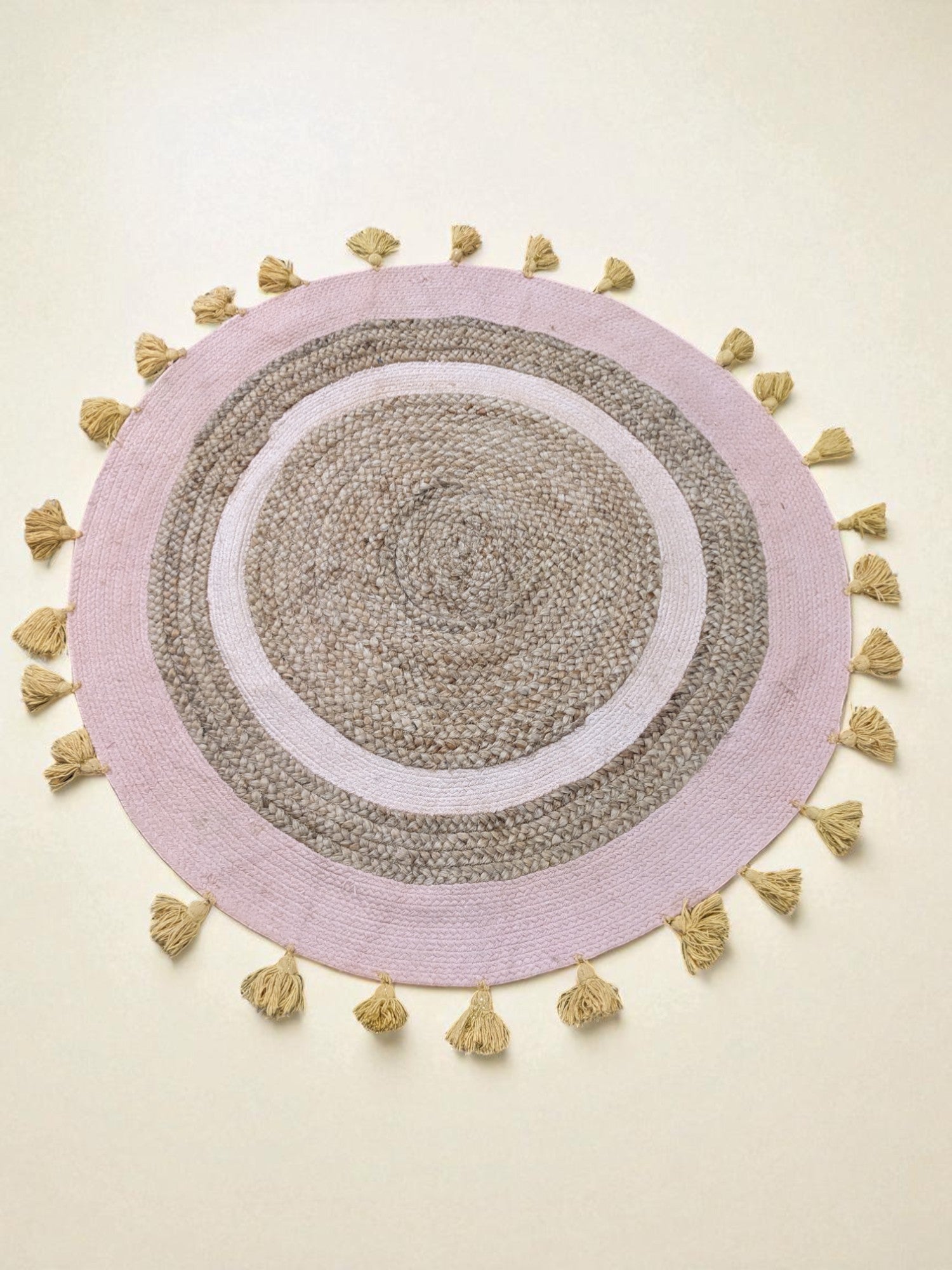 Braided Natural Round Jute Rug - 98 x 98 cm