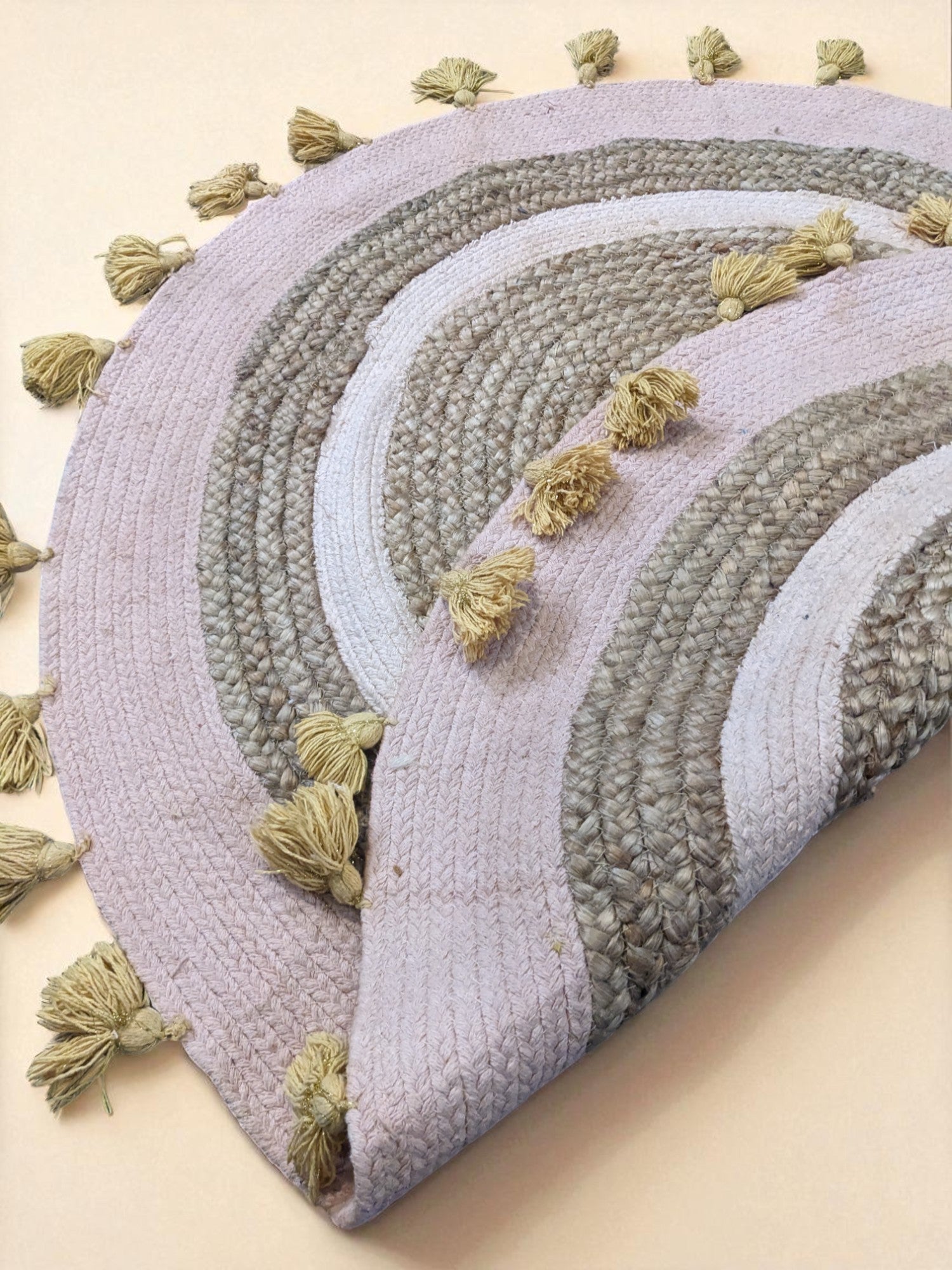 Braided Natural Round Jute Rug - 98 x 98 cm