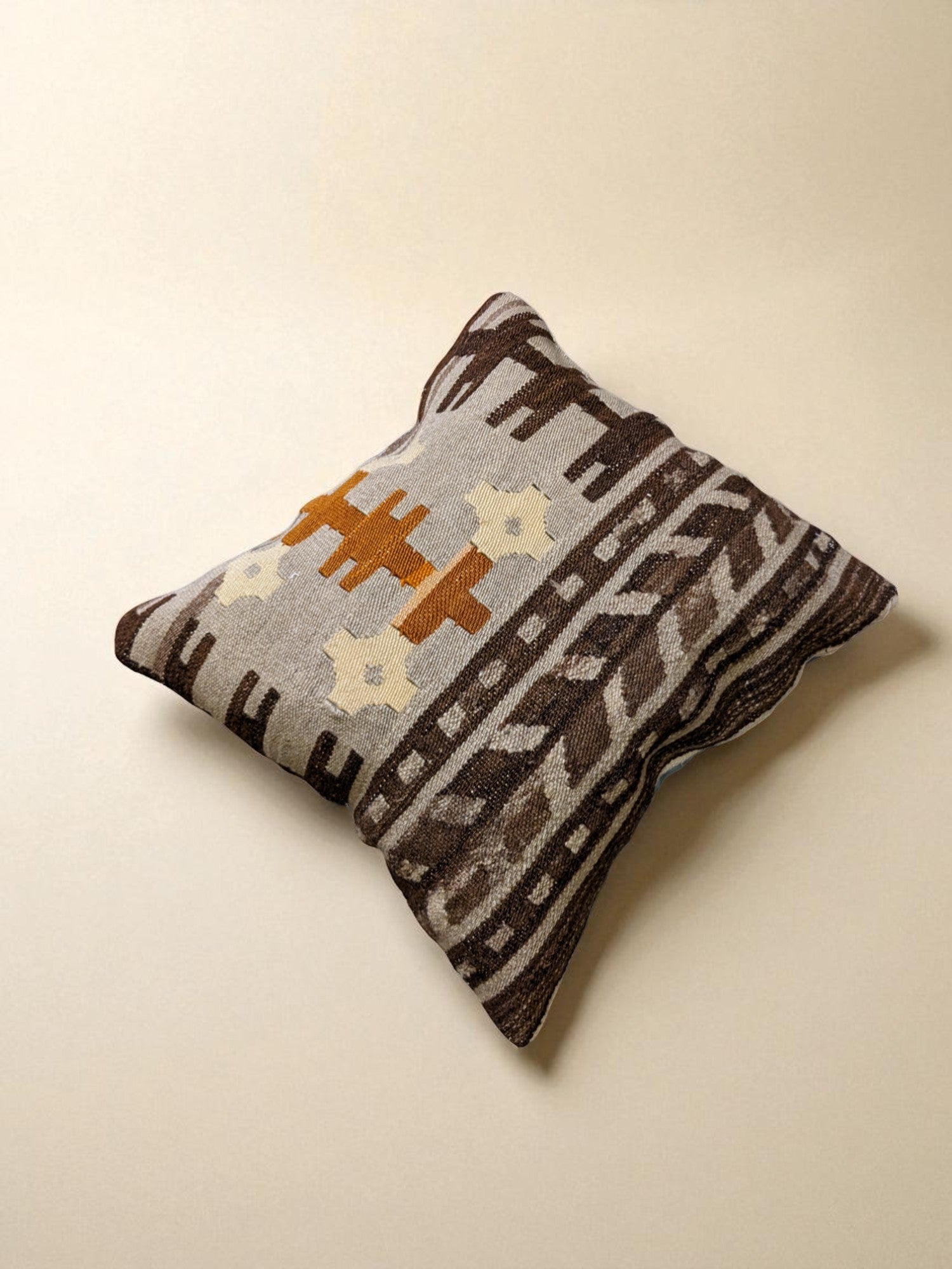 Turkish Kilim Vintage Cushion Cover - 40 x 40 cm