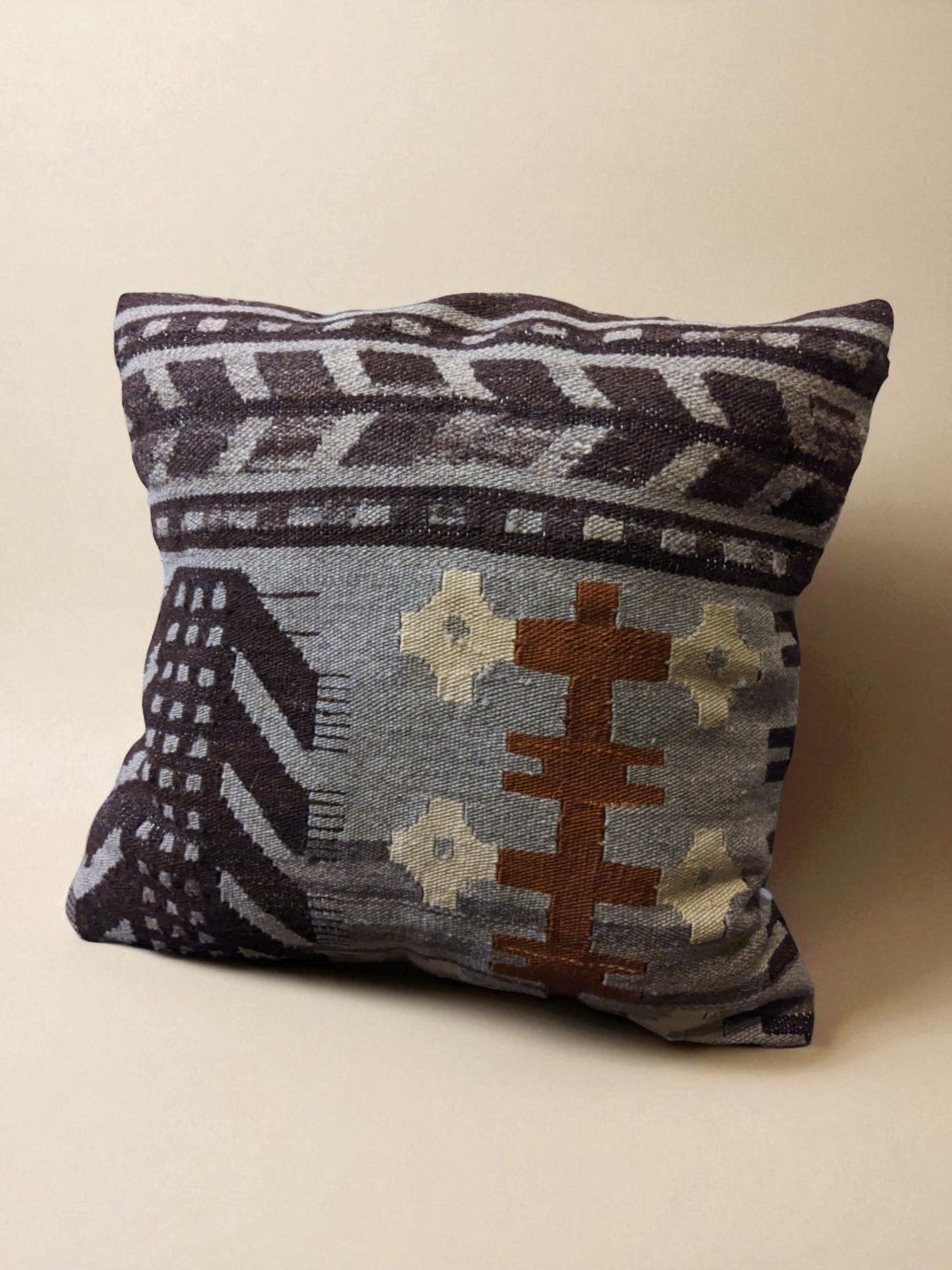 Turkish Kilim Vintage Cushion Cover - 40 x 40 cm