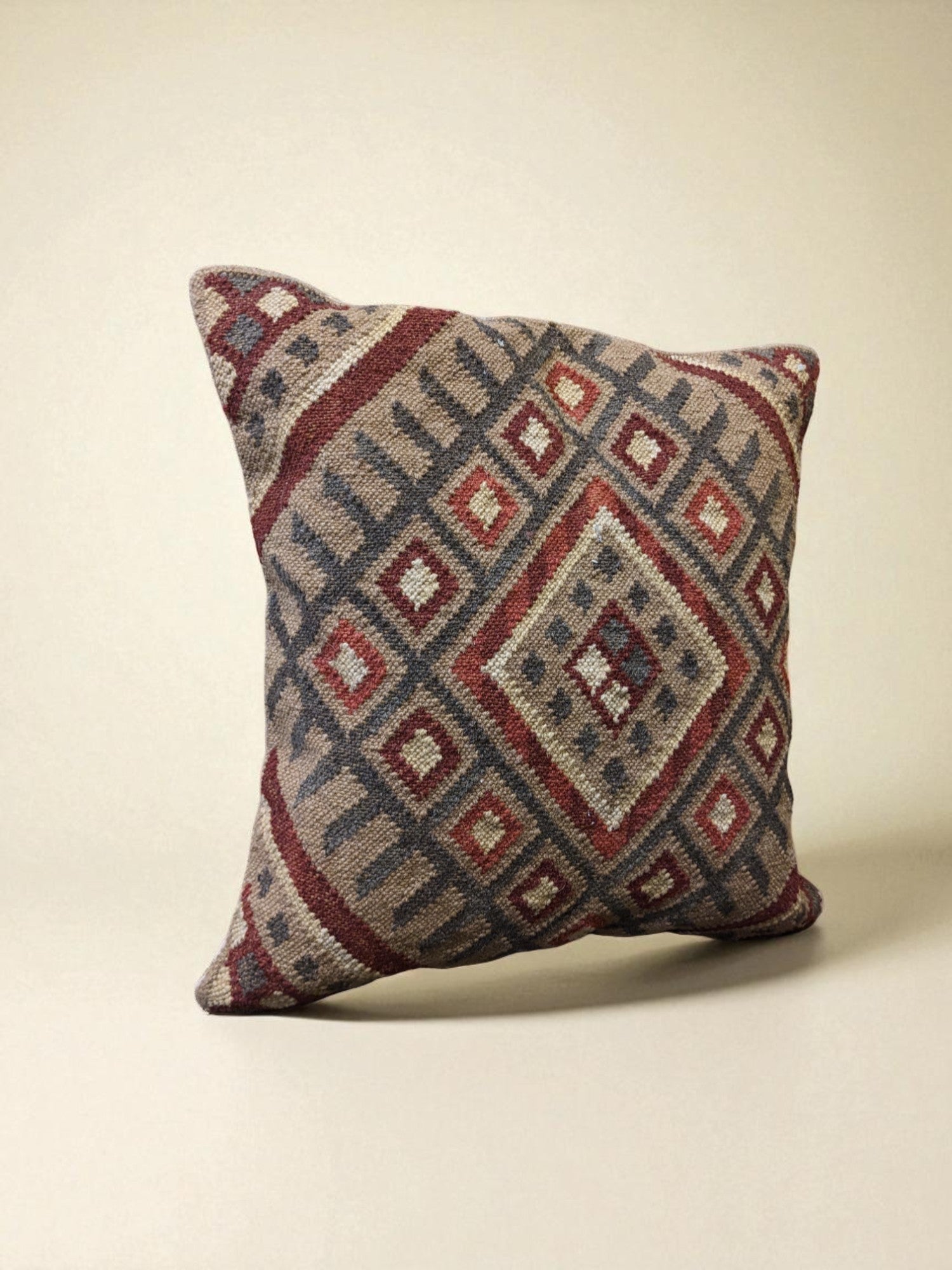 Turkish Kilim Vintage Cushion Cover - 40 x 40 cm