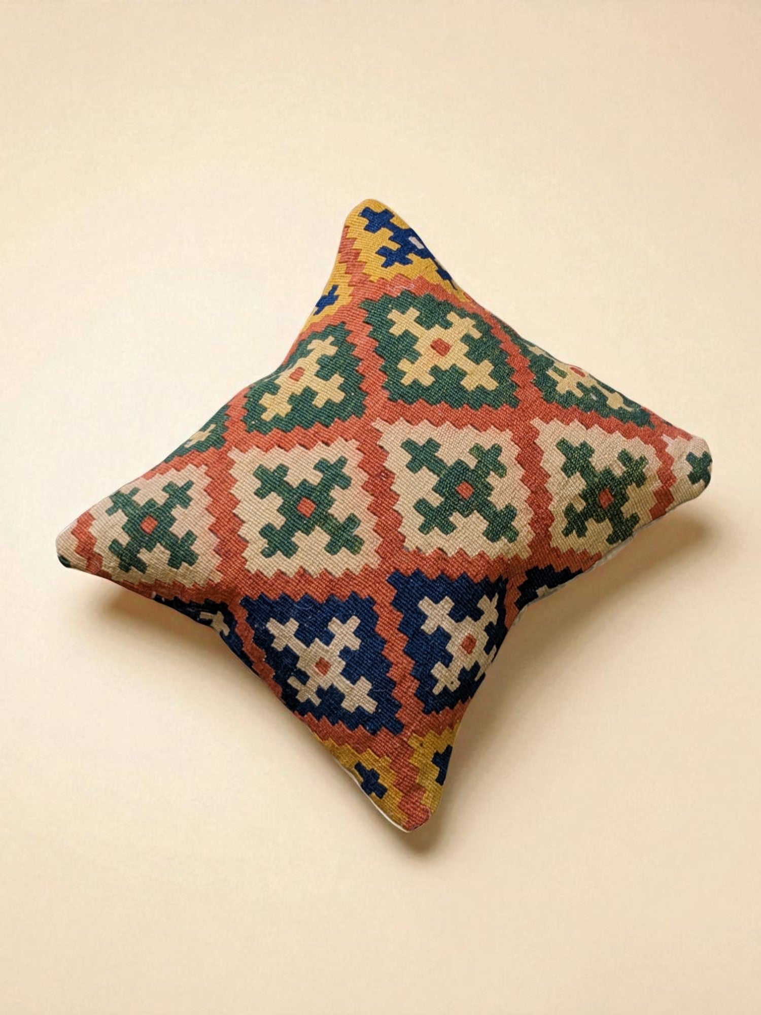 Turkish Kilim Vintage Cushion Cover - 40 x 40 cm