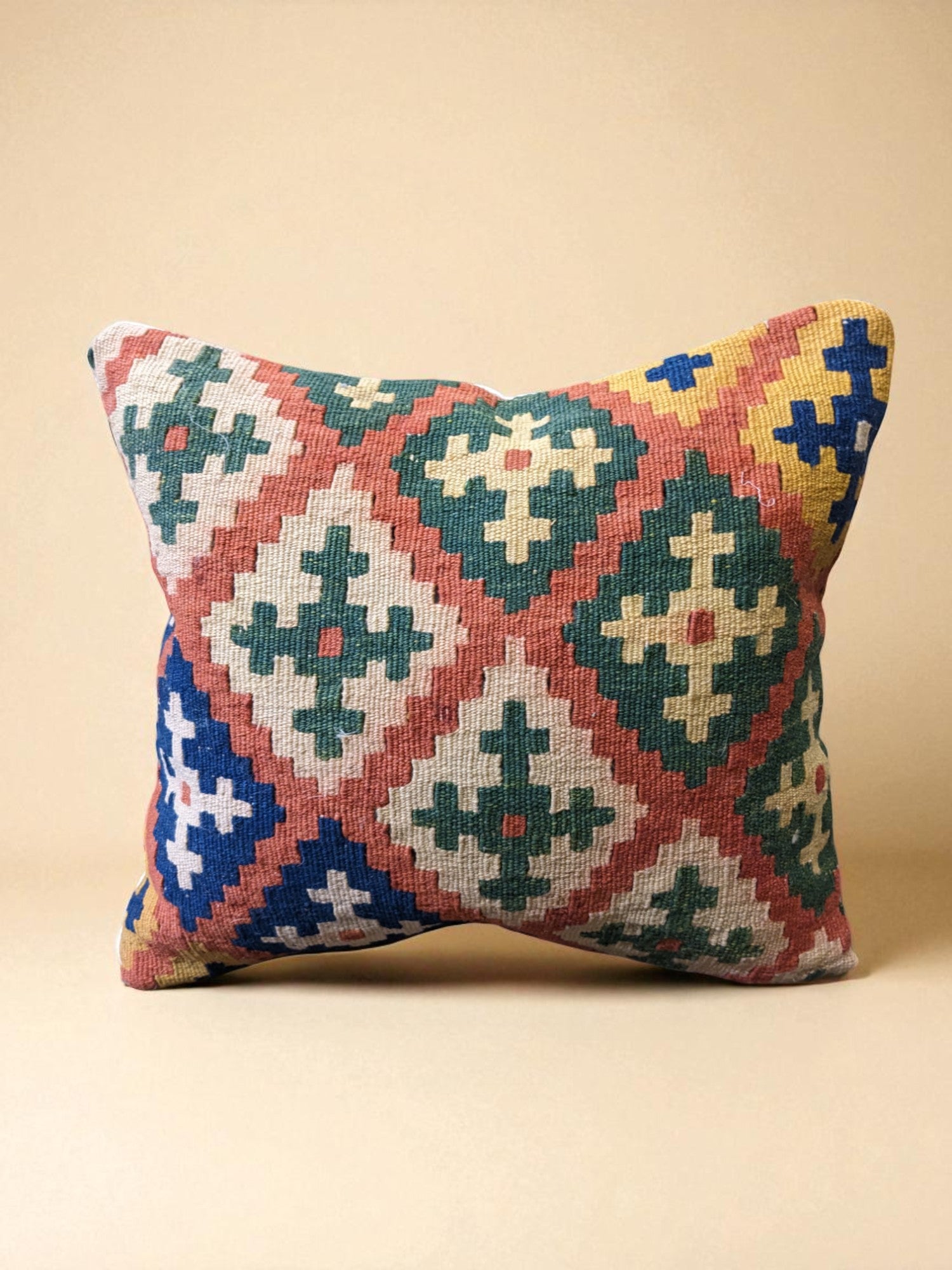 Turkish Kilim Vintage Cushion Cover - 40 x 40 cm