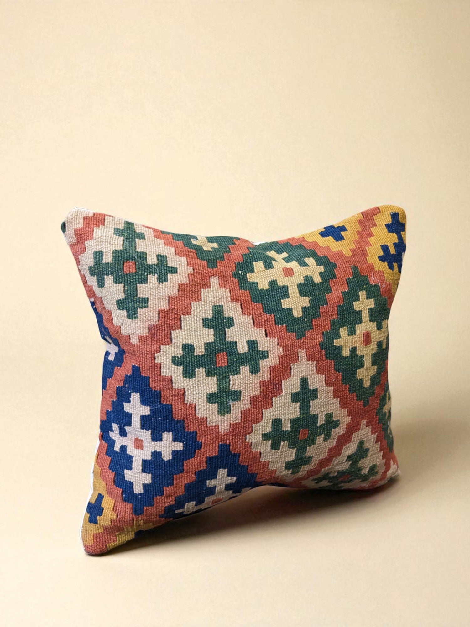 Turkish Kilim Vintage Cushion Cover - 40 x 40 cm