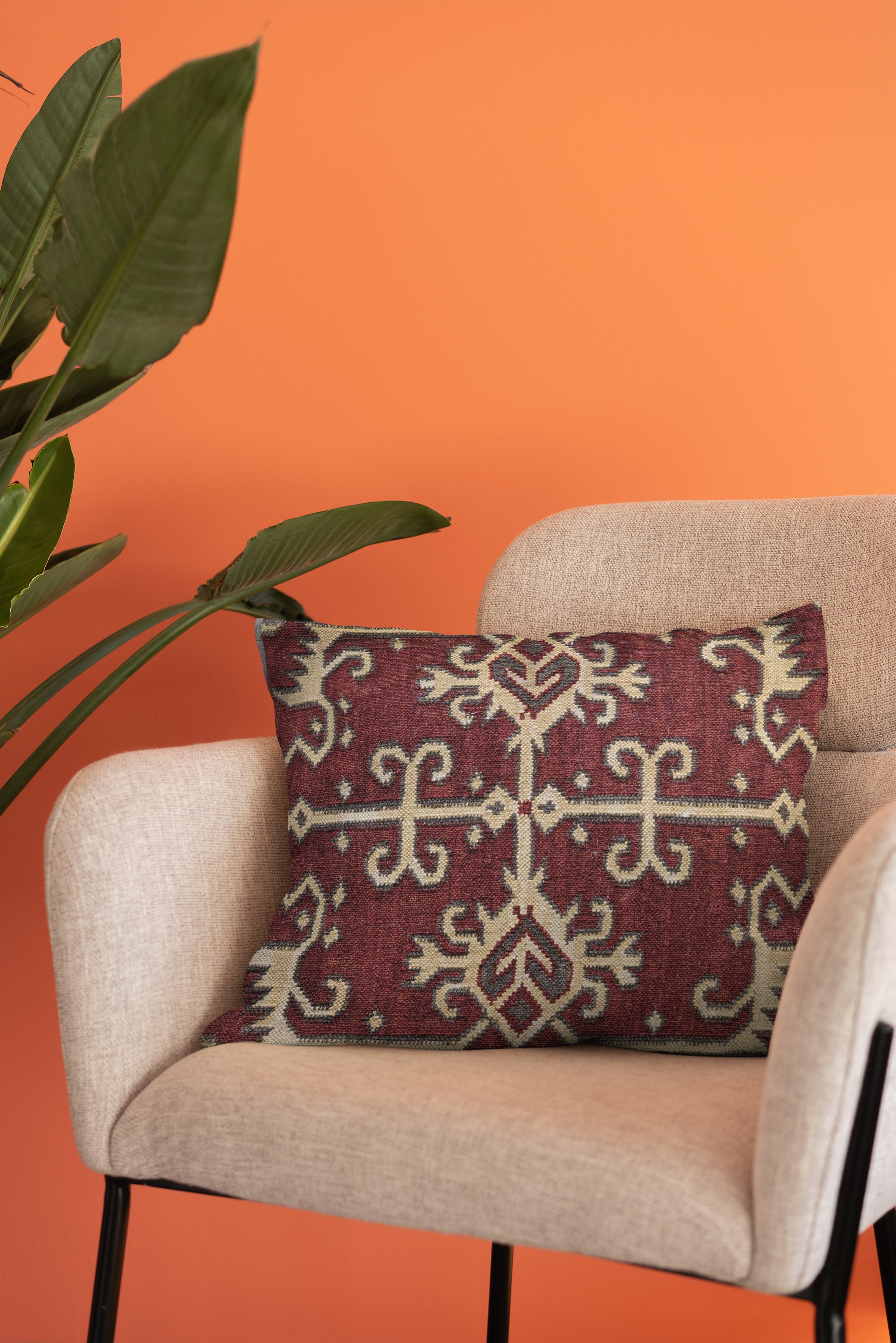 Turkish Kilim Vintage Cushion Cover - 40 x 40 cm