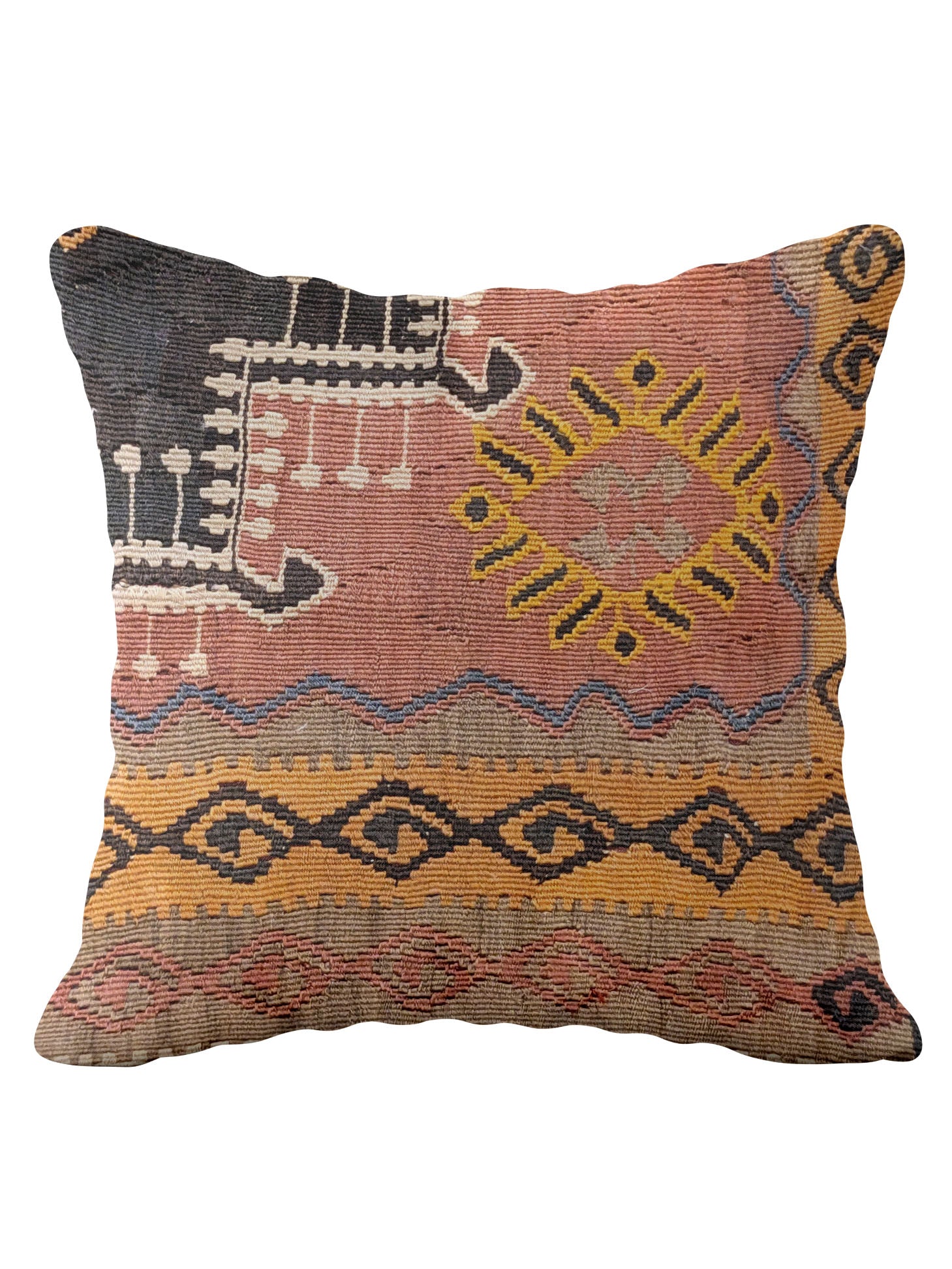 Turkish Kilim Vintage Cushion Cover - 40 x 40 cm