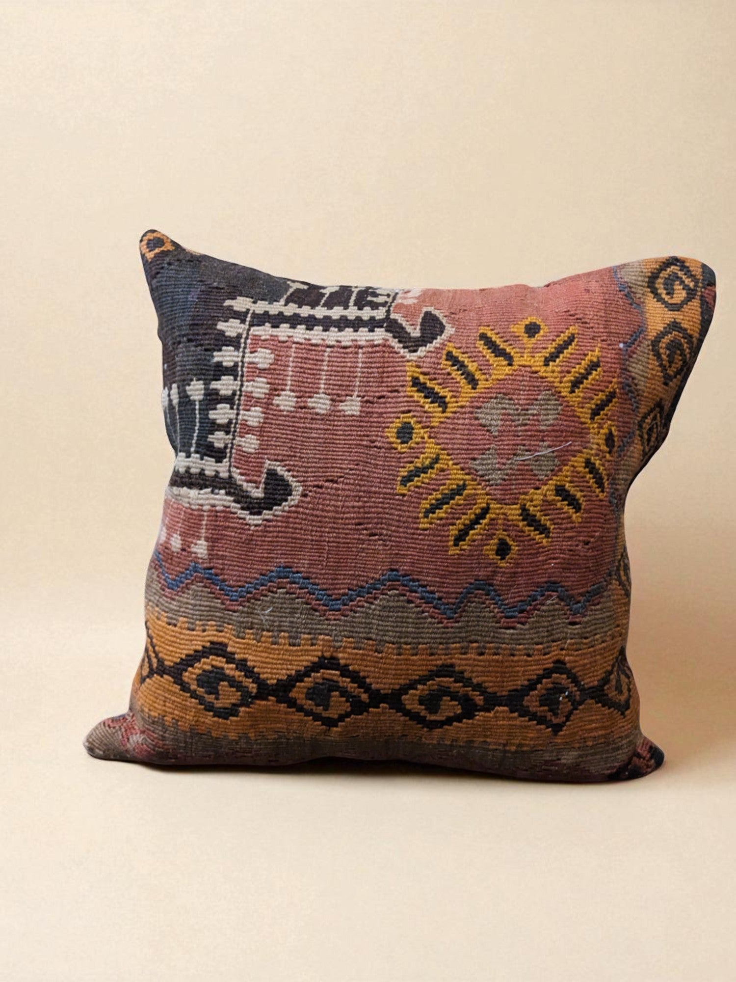 Turkish Kilim Vintage Cushion Cover - 40 x 40 cm
