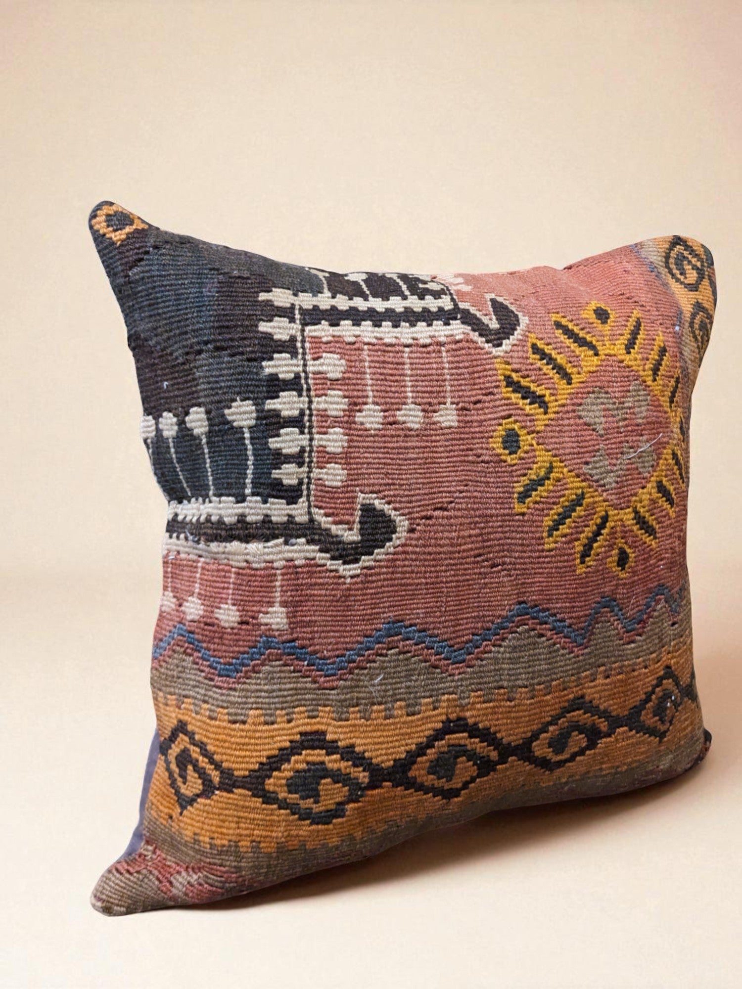 Turkish Kilim Vintage Cushion Cover - 40 x 40 cm
