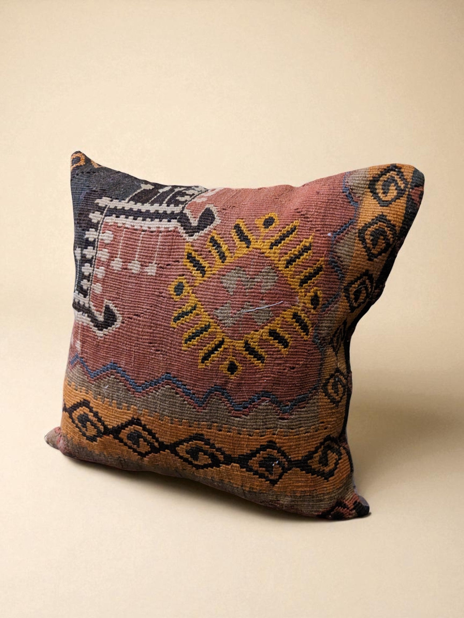 Turkish Kilim Vintage Cushion Cover - 40 x 40 cm