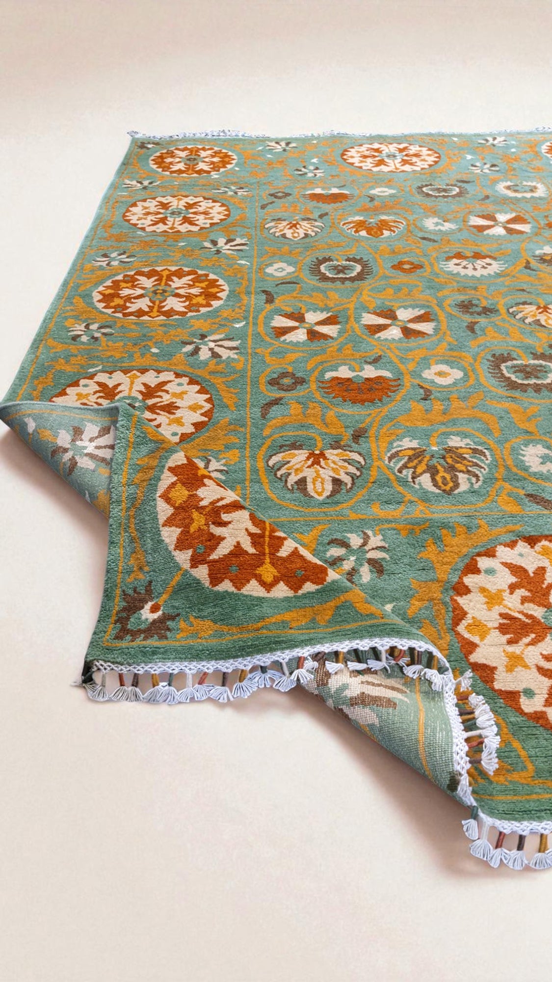 Suzani Hand Knotted Chobi Rug  - Size: 280 × 188 cm