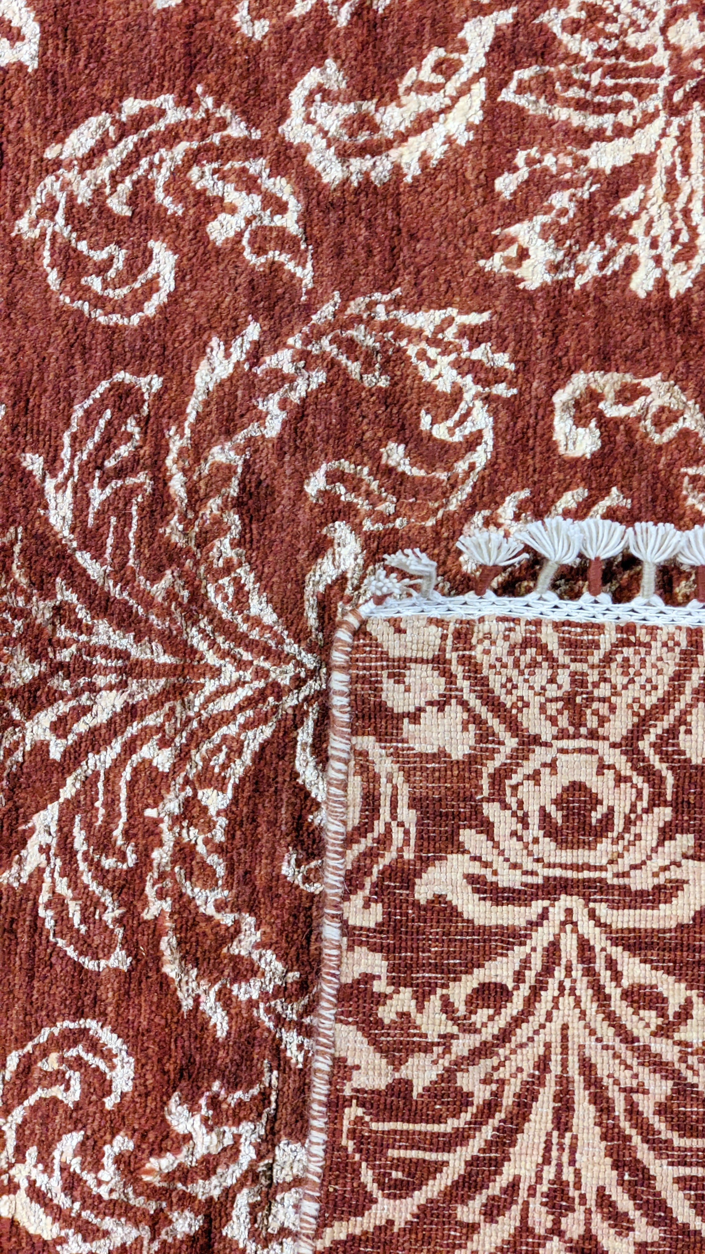 Ikat Transitional Hand Knotted Chobi Rug - Size: 266 x 185 cm