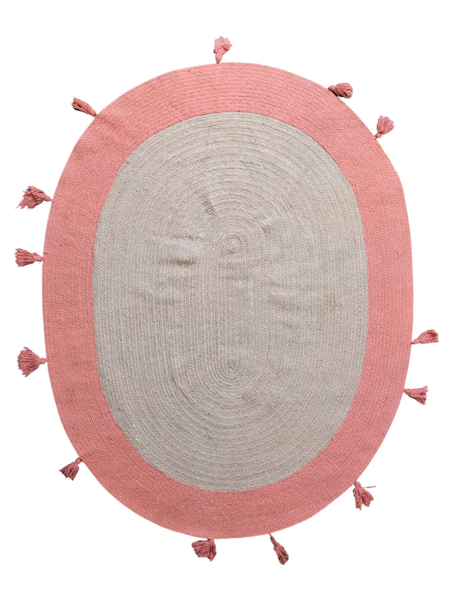 Braided Natural Oval Jute Rug - 158 x 122 cm