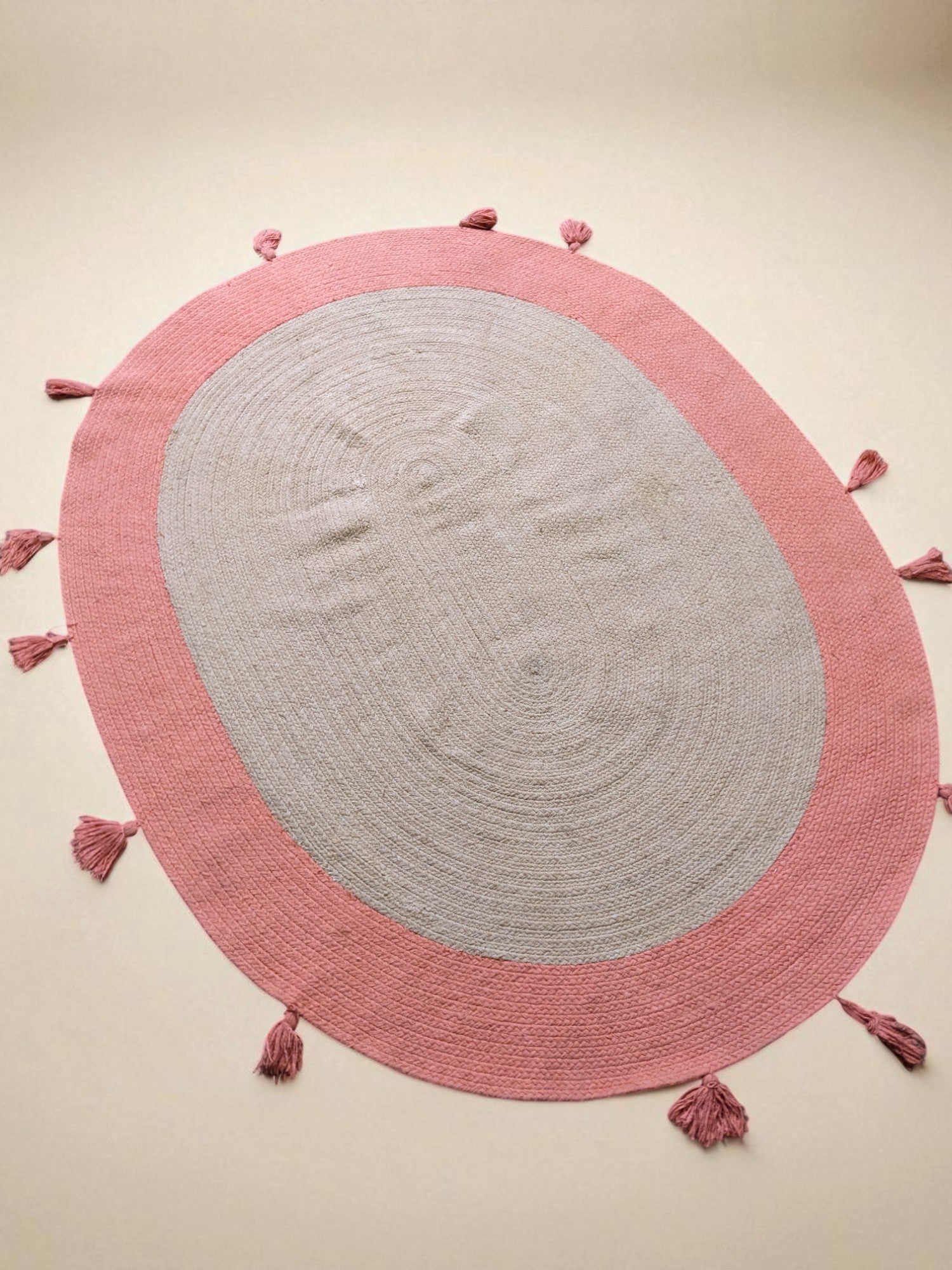 Braided Natural Oval Jute Rug - 158 x 122 cm