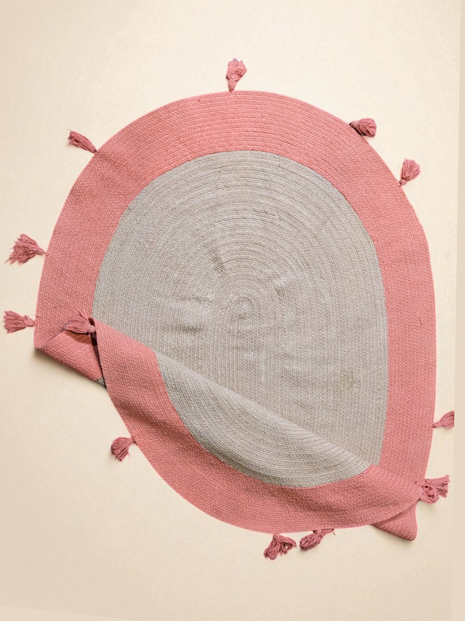 Braided Natural Oval Jute Rug - 158 x 122 cm