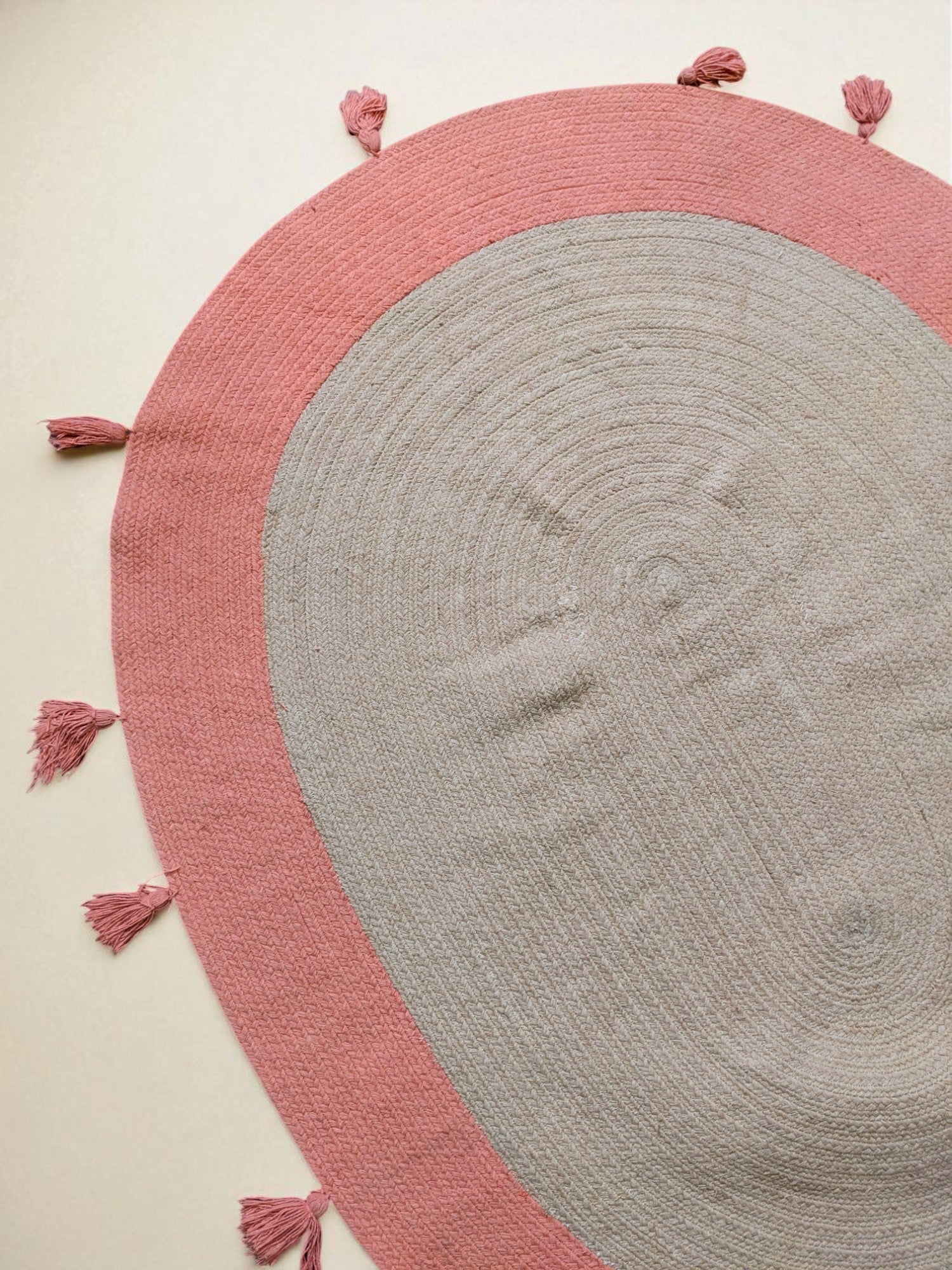 Braided Natural Oval Jute Rug - 158 x 122 cm