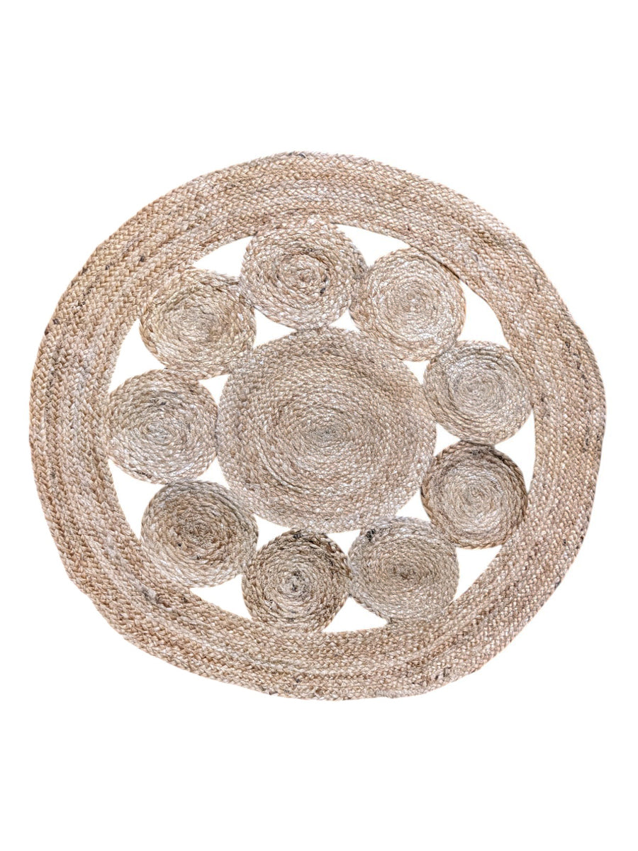 Braided Natural Round Jute Rug - 82 x 82 cm