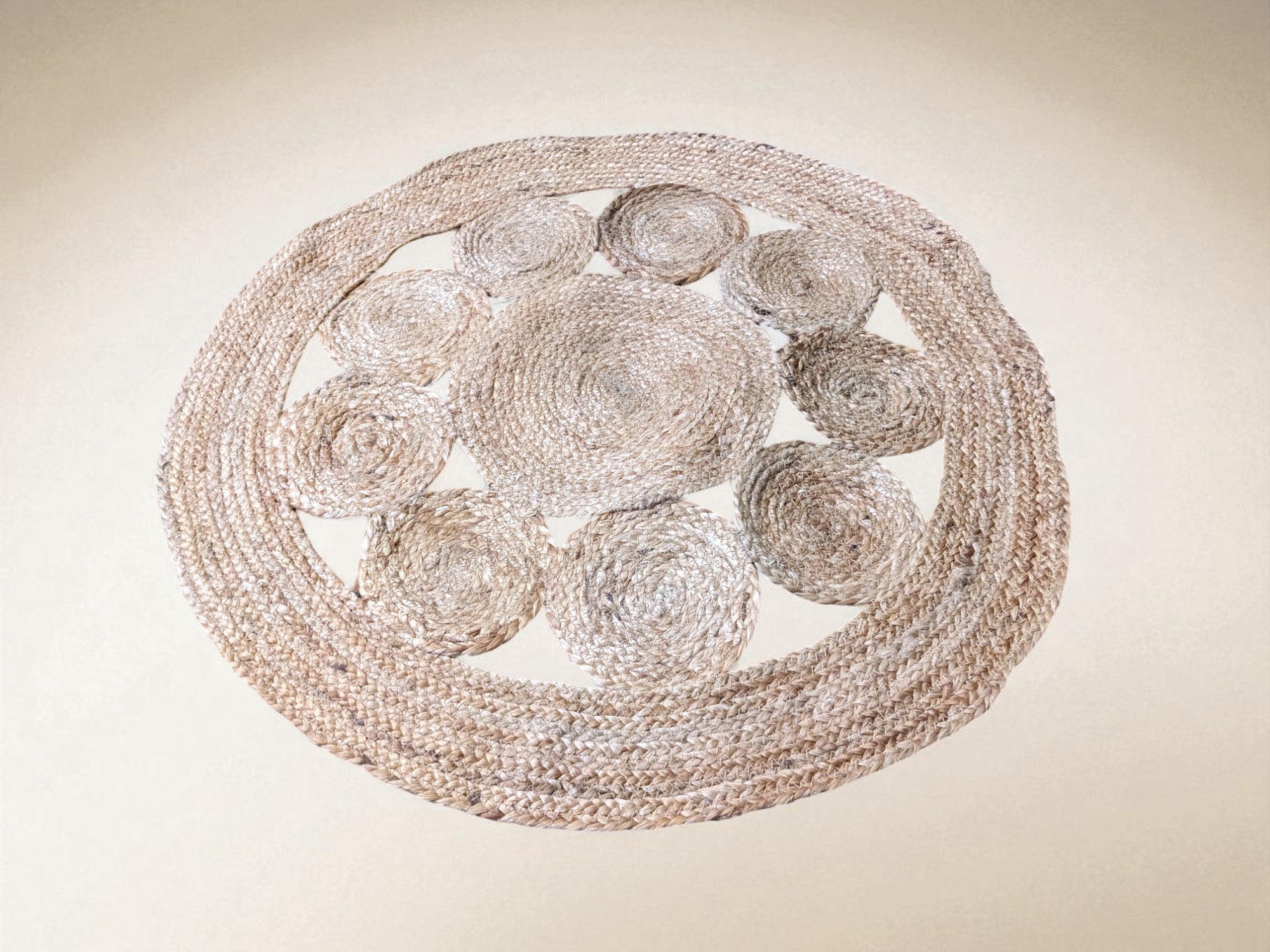 Braided Natural Round Jute Rug - 82 x 82 cm